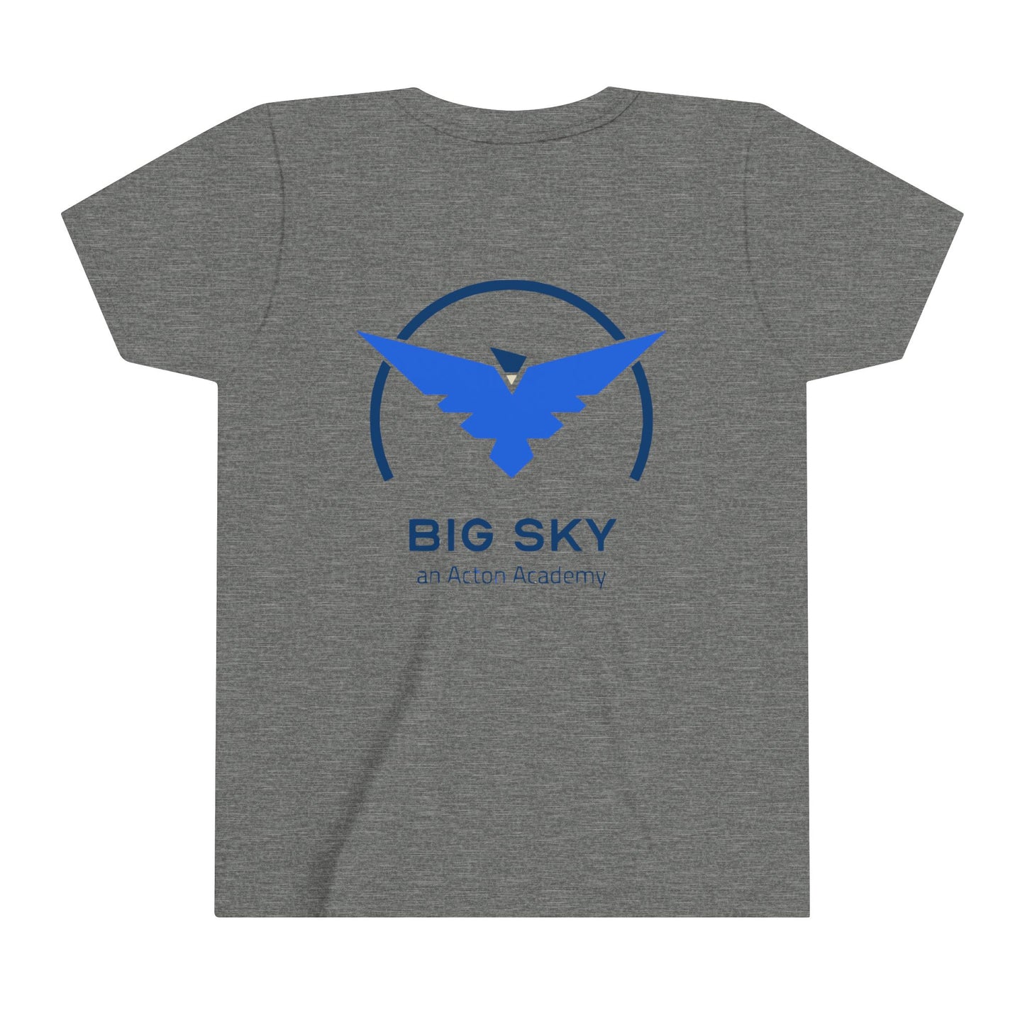 Hero's Journey Line Drawing with Big Sky on back Youth Short Sleeve Tee