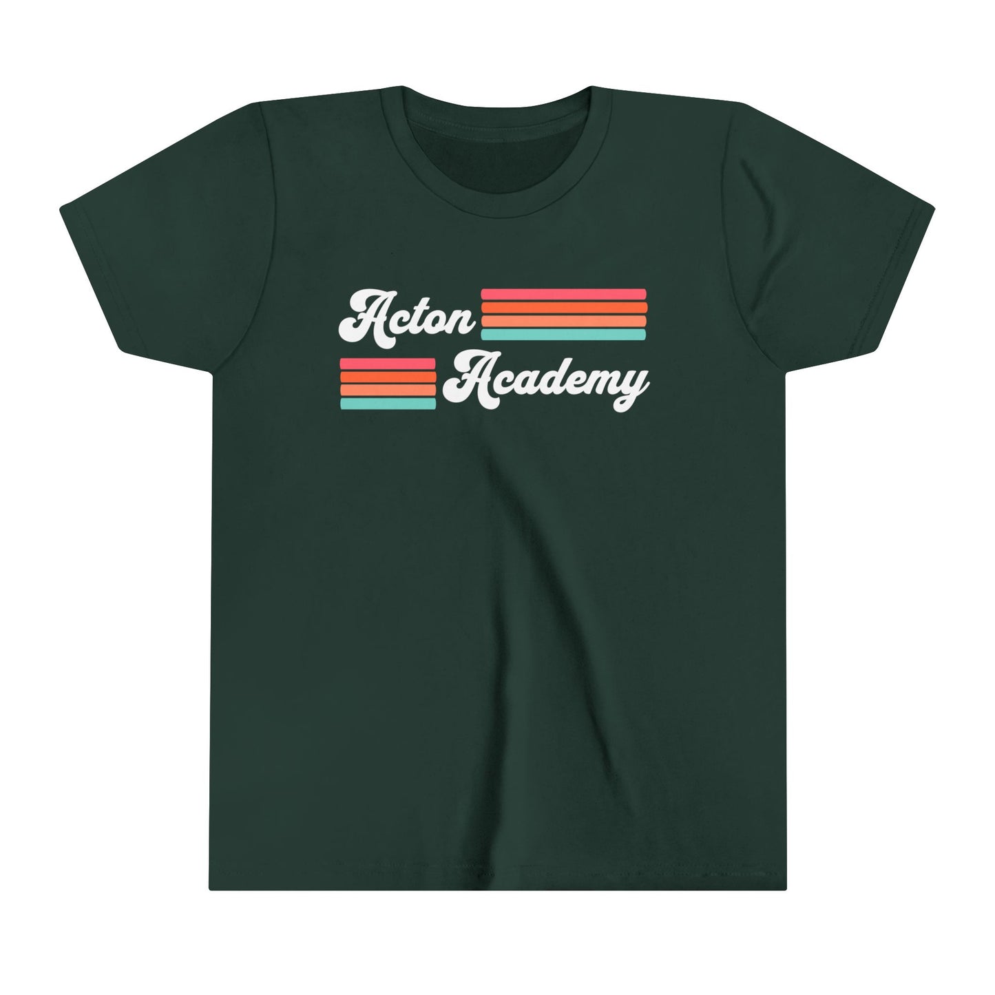 Acton Academy Pink Striped Youth Short Sleeve Tee