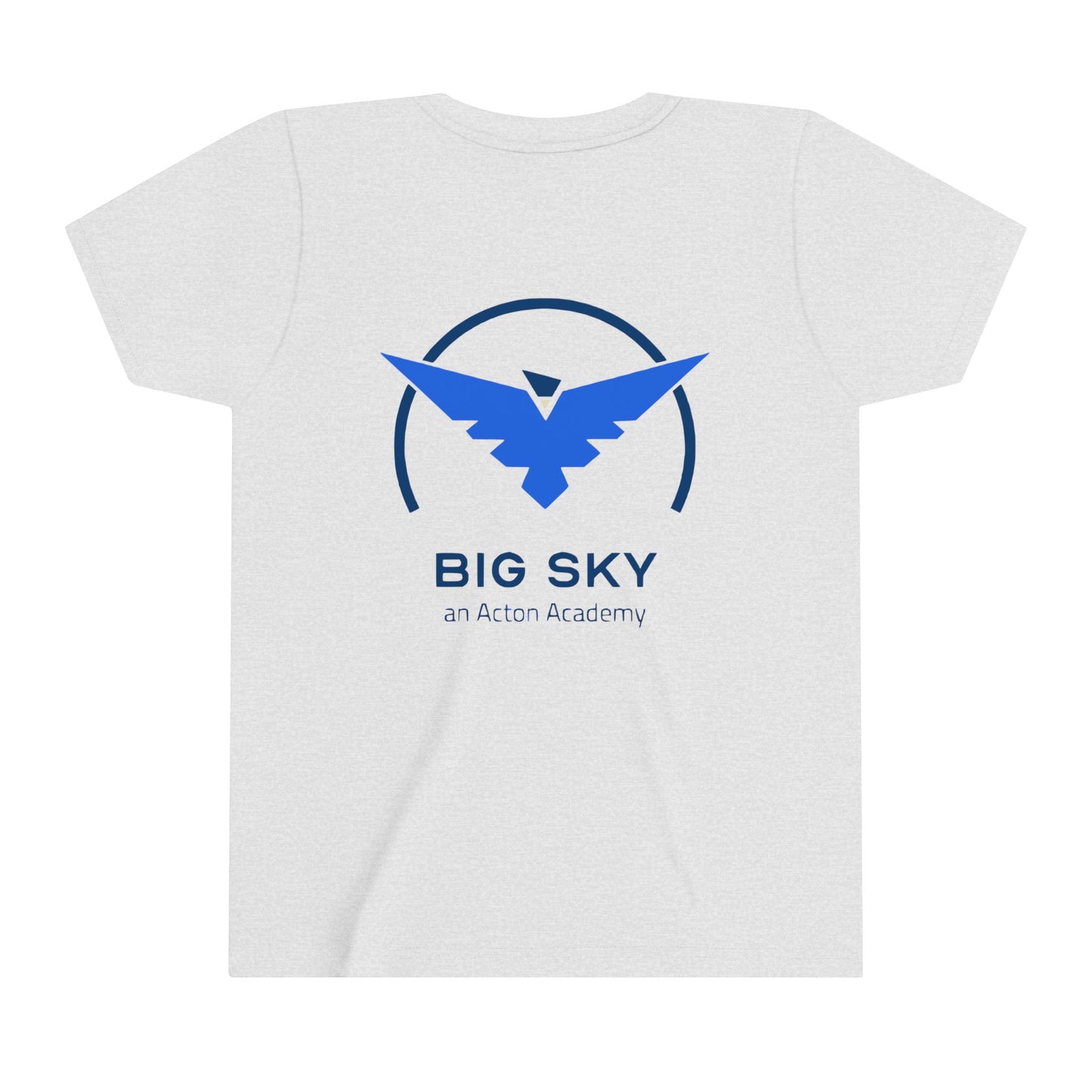 Hero's Journey Line Drawing with Big Sky on back Youth Short Sleeve Tee