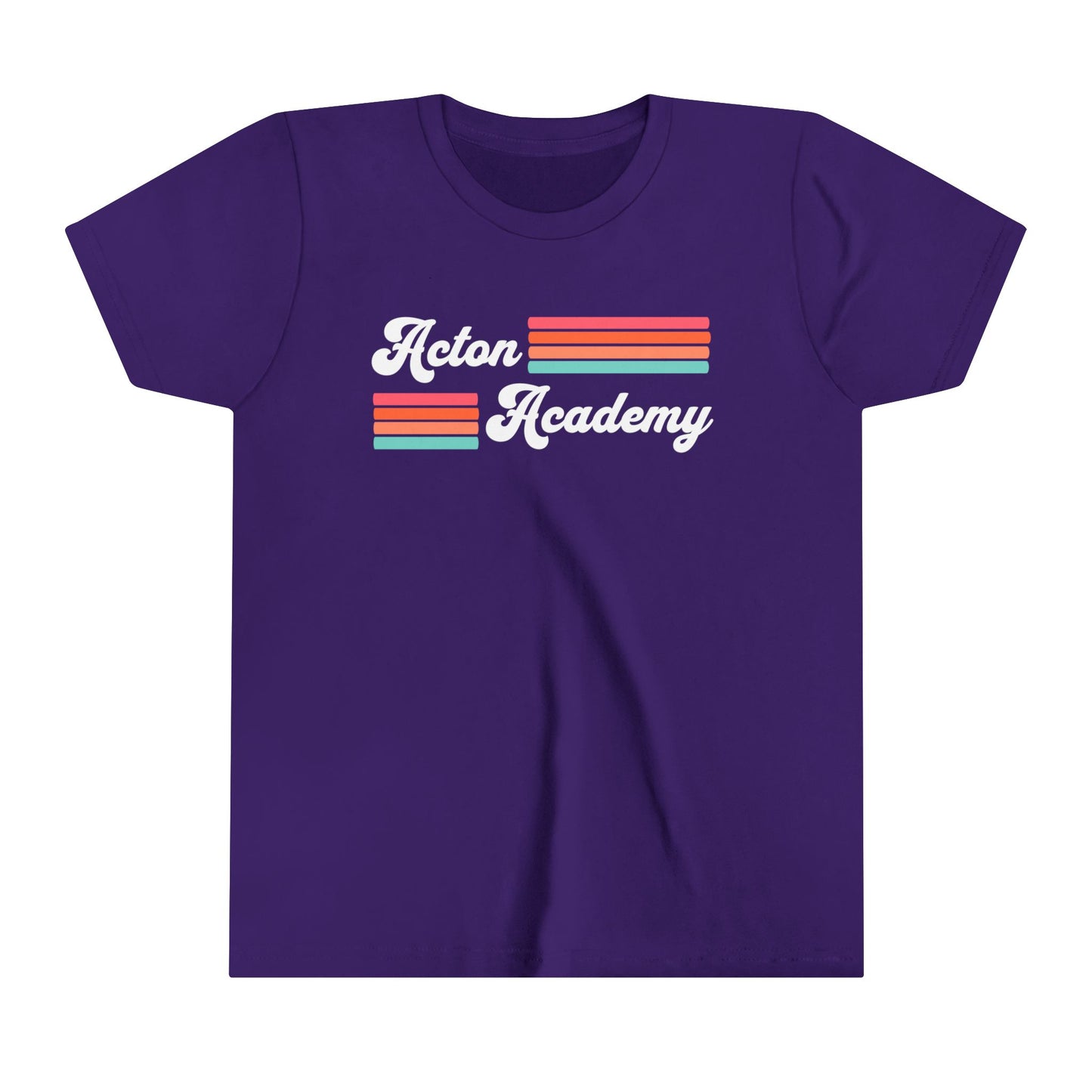 Acton Academy Pink Striped Youth Short Sleeve Tee
