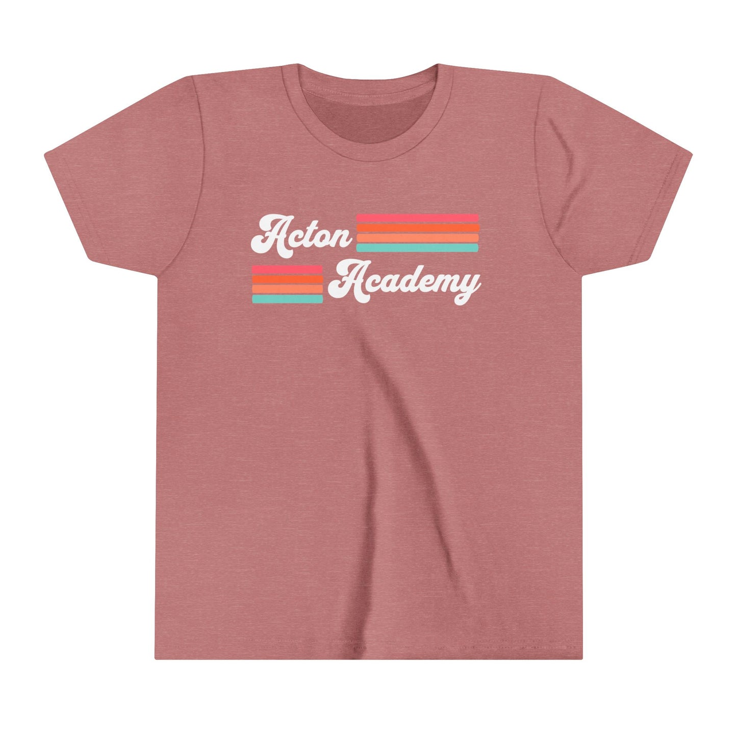 Acton Academy Pink Striped Youth Short Sleeve Tee