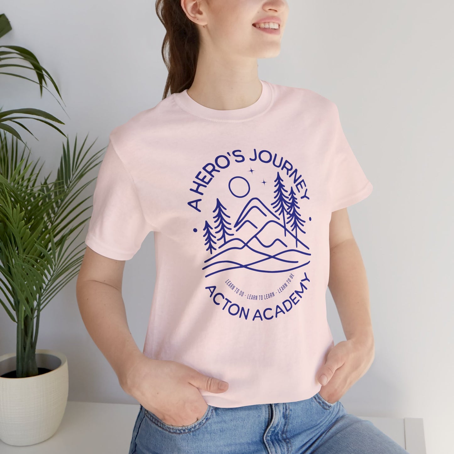 Hero's Journey Line Drawing with Acton CyFair Unisex Jersey Short Sleeve Tee