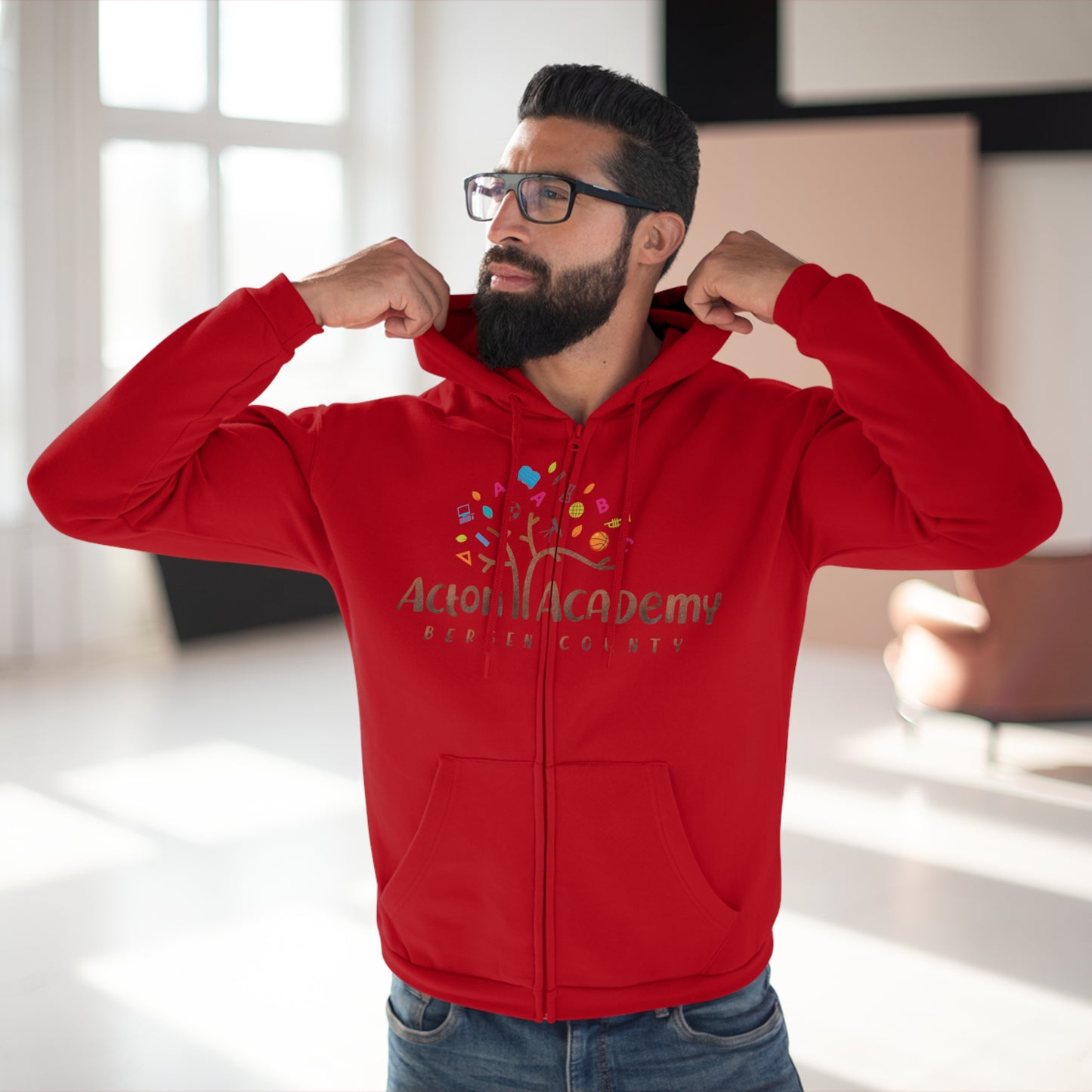 Acton Bergen County Unisex Hooded Zip Sweatshirt