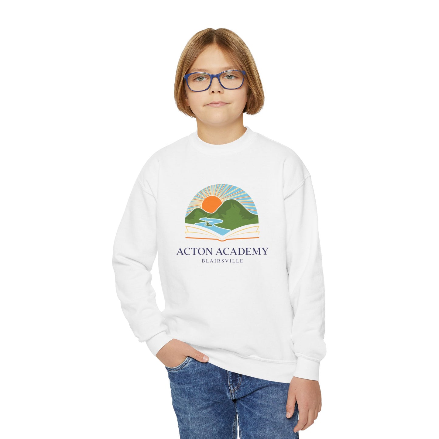 Youth Crewneck Sweatshirt with Acton Academy Blairsville