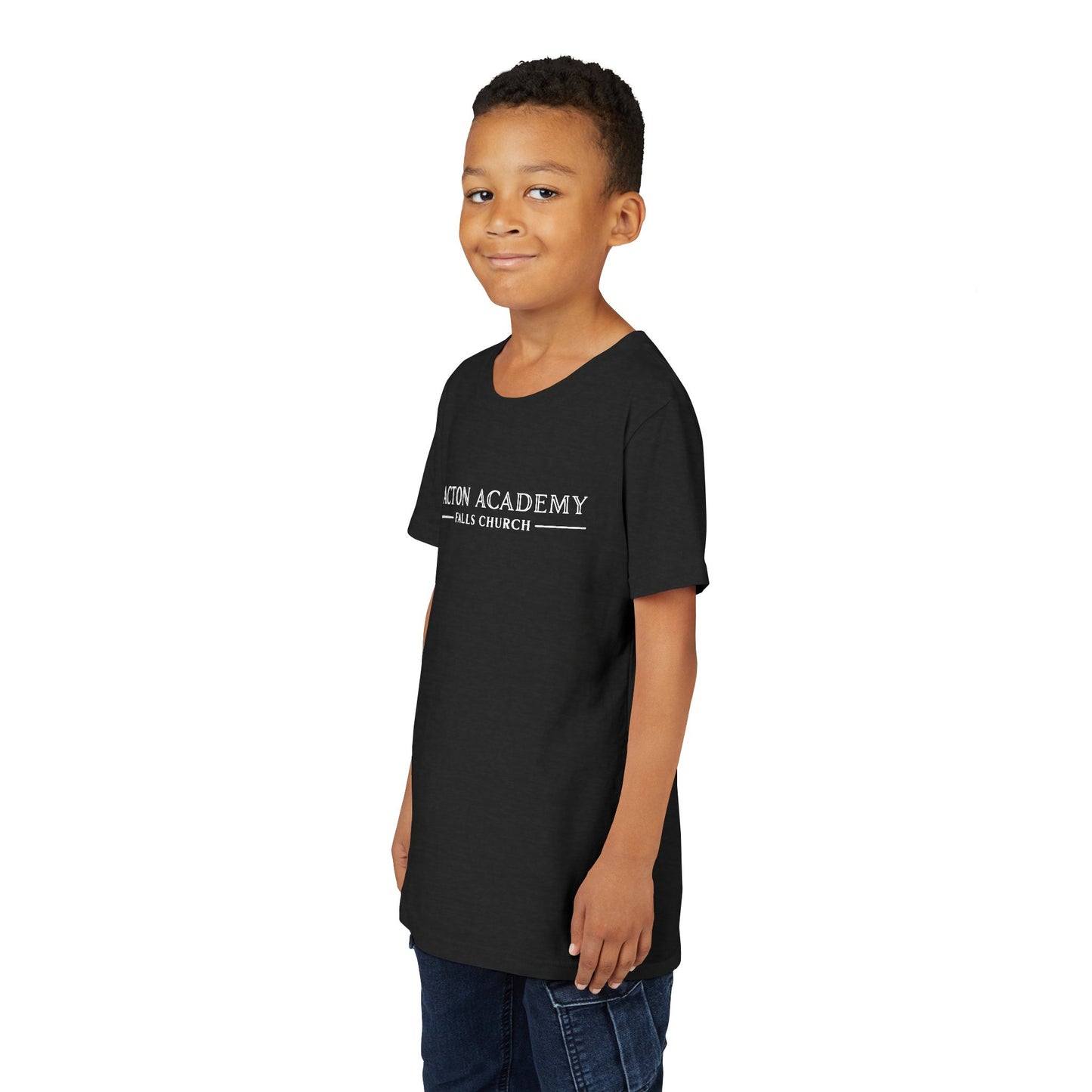 Acton Academy Falls Church White Logo Youth Tee