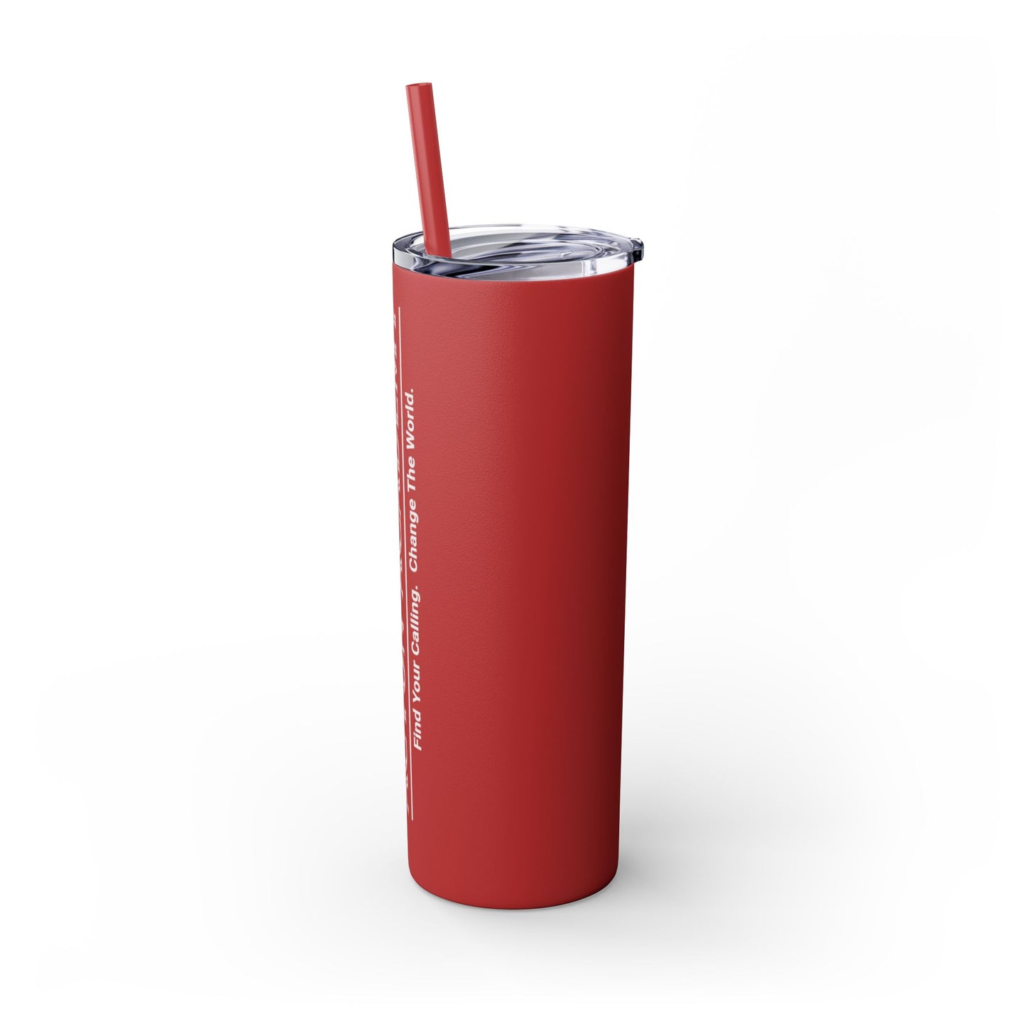 Acton Logo White Skinny Tumbler with Straw, 20oz