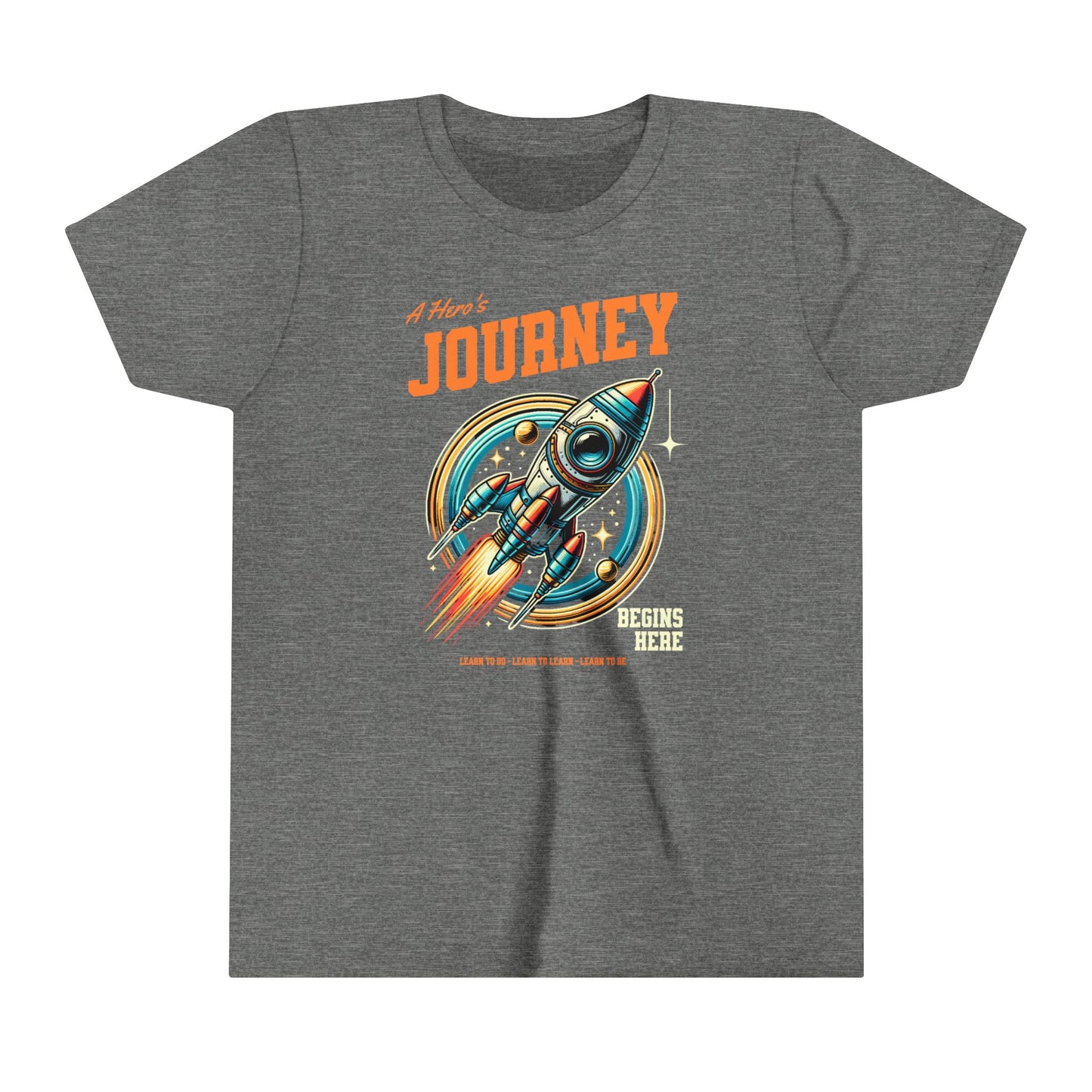 Hero's Journey Rocketship w/ Lighthouse International on back Youth Short Sleeve Tee