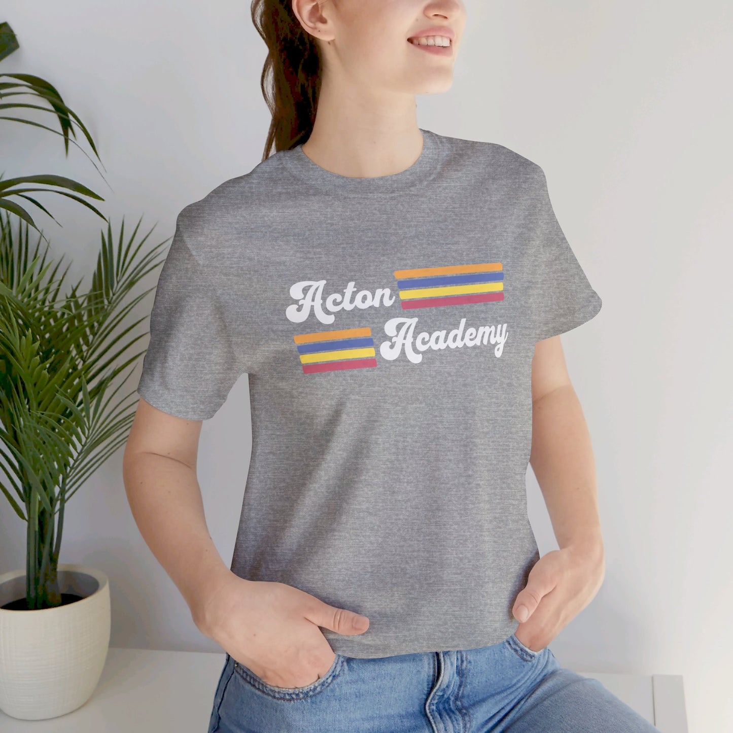 Acton Academy Orange Striped Unisex Jersey Short Sleeve Tee