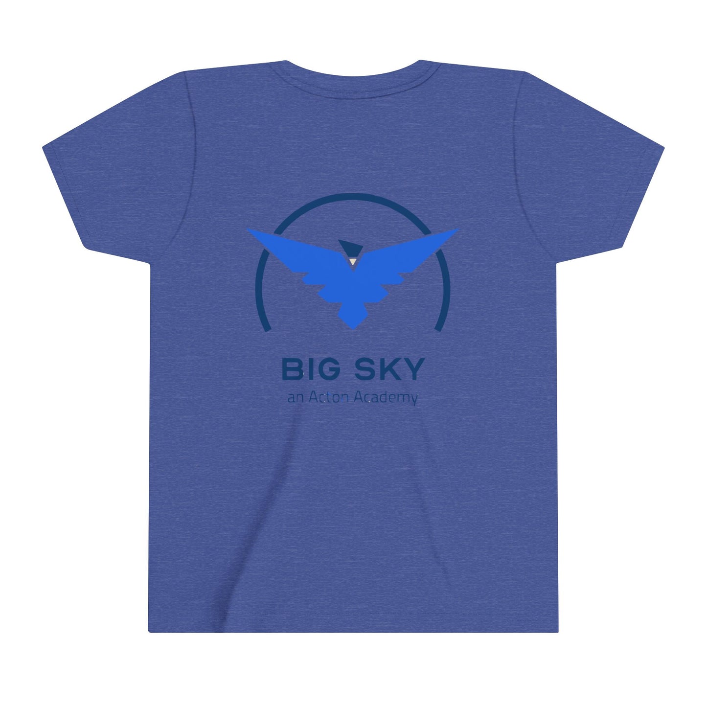 Hero's Journey Line Drawing with Big Sky on back Youth Short Sleeve Tee