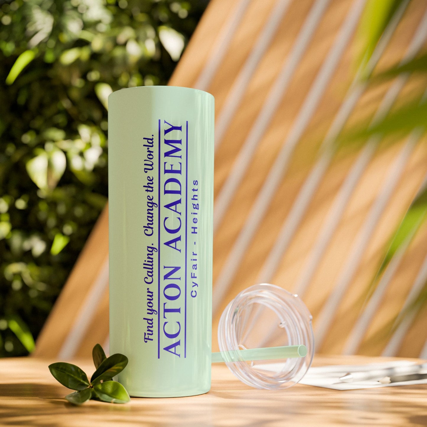 Acton CyFair-Heights Logo Skinny Tumbler with Straw, 20oz