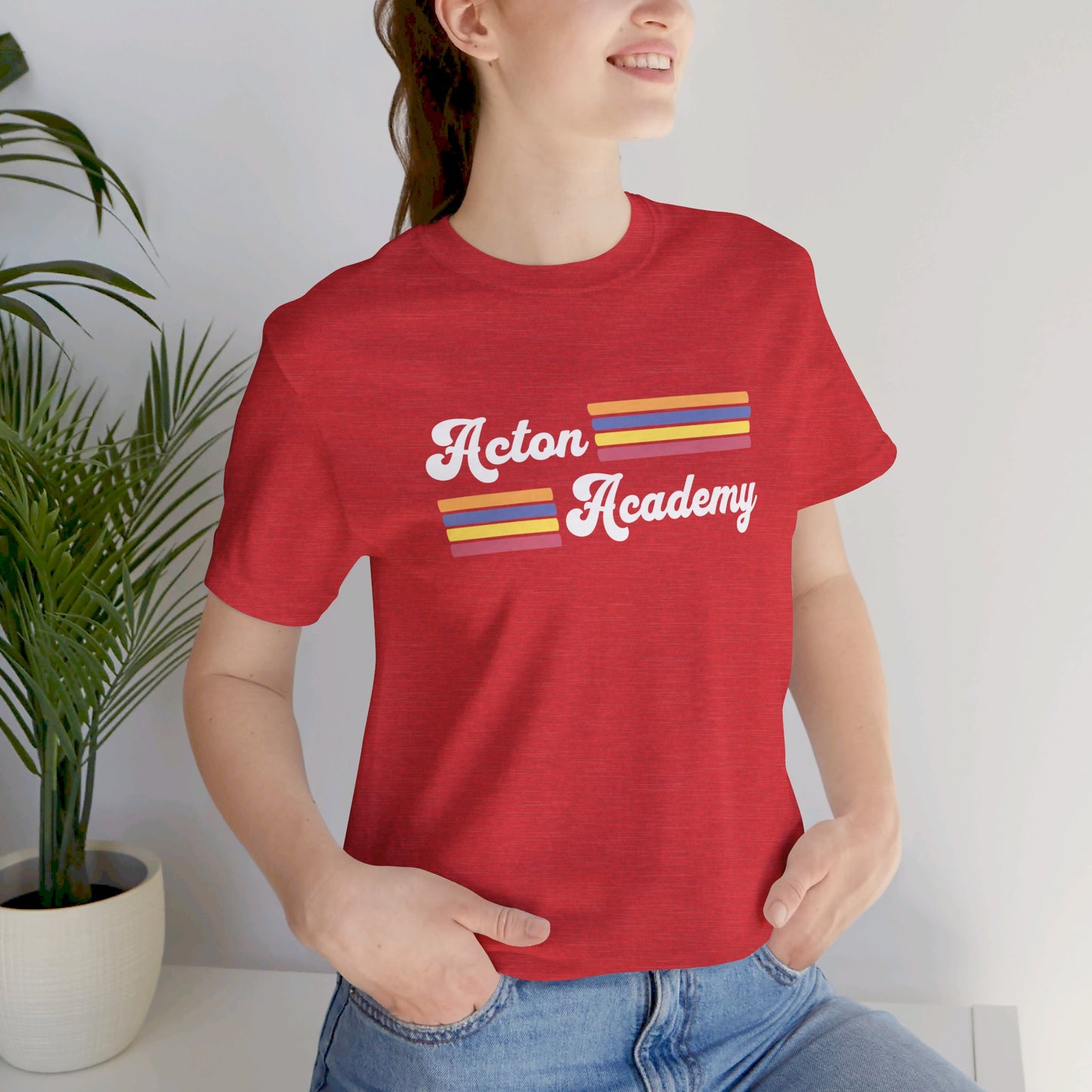 Acton Academy Orange Striped Unisex Jersey Short Sleeve Tee