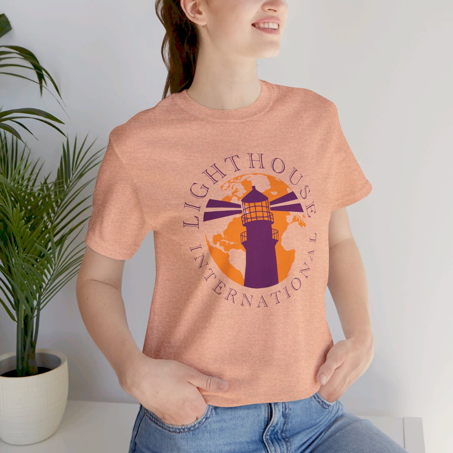 Lighthouse International w/o Acton logo Unisex Jersey Short Sleeve Tee