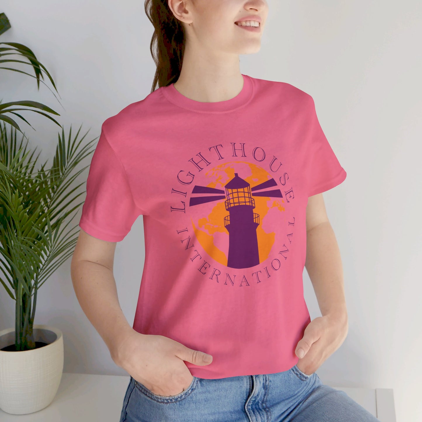 Lighthouse International w/o Acton logo Unisex Jersey Short Sleeve Tee