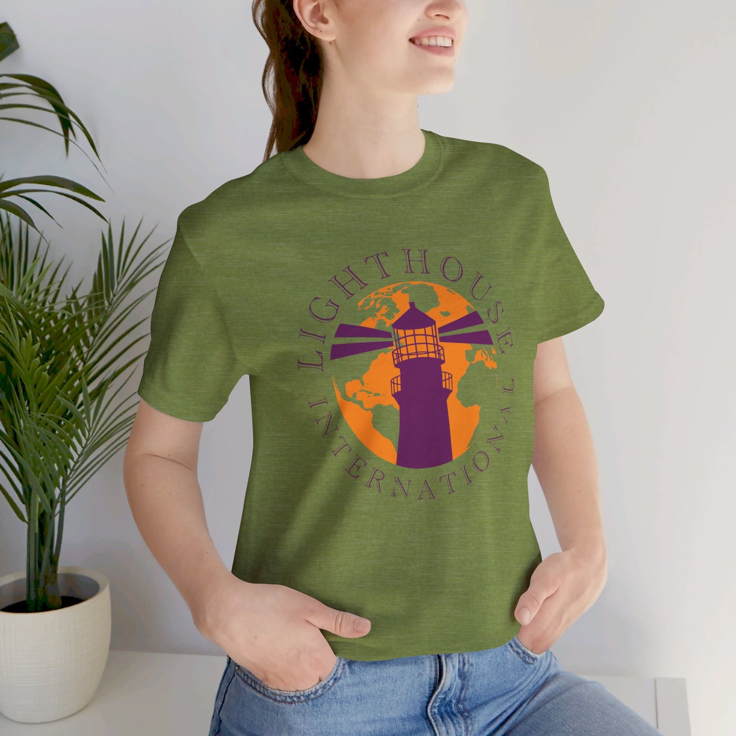 Lighthouse International w/o Acton logo Unisex Jersey Short Sleeve Tee
