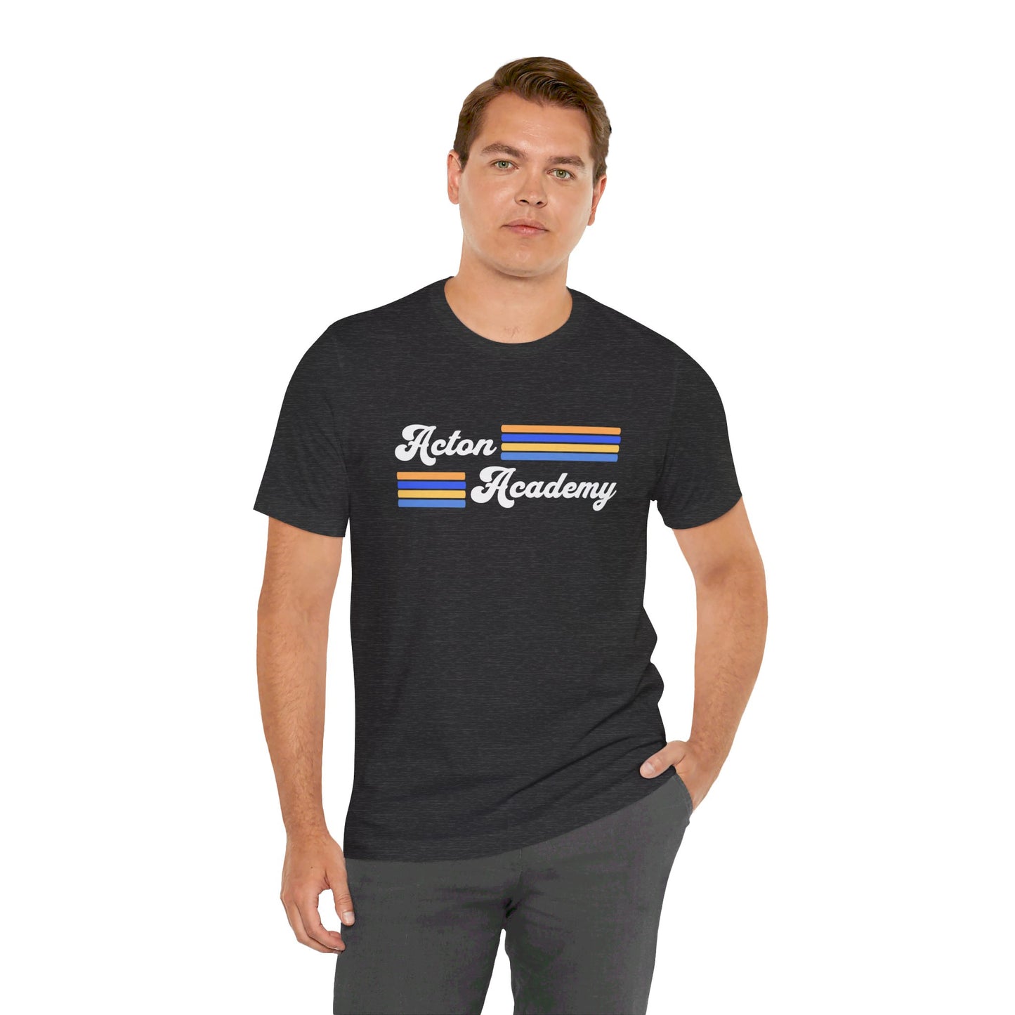Acton Academy Blue Striped Unisex Jersey Short Sleeve T-shirt
