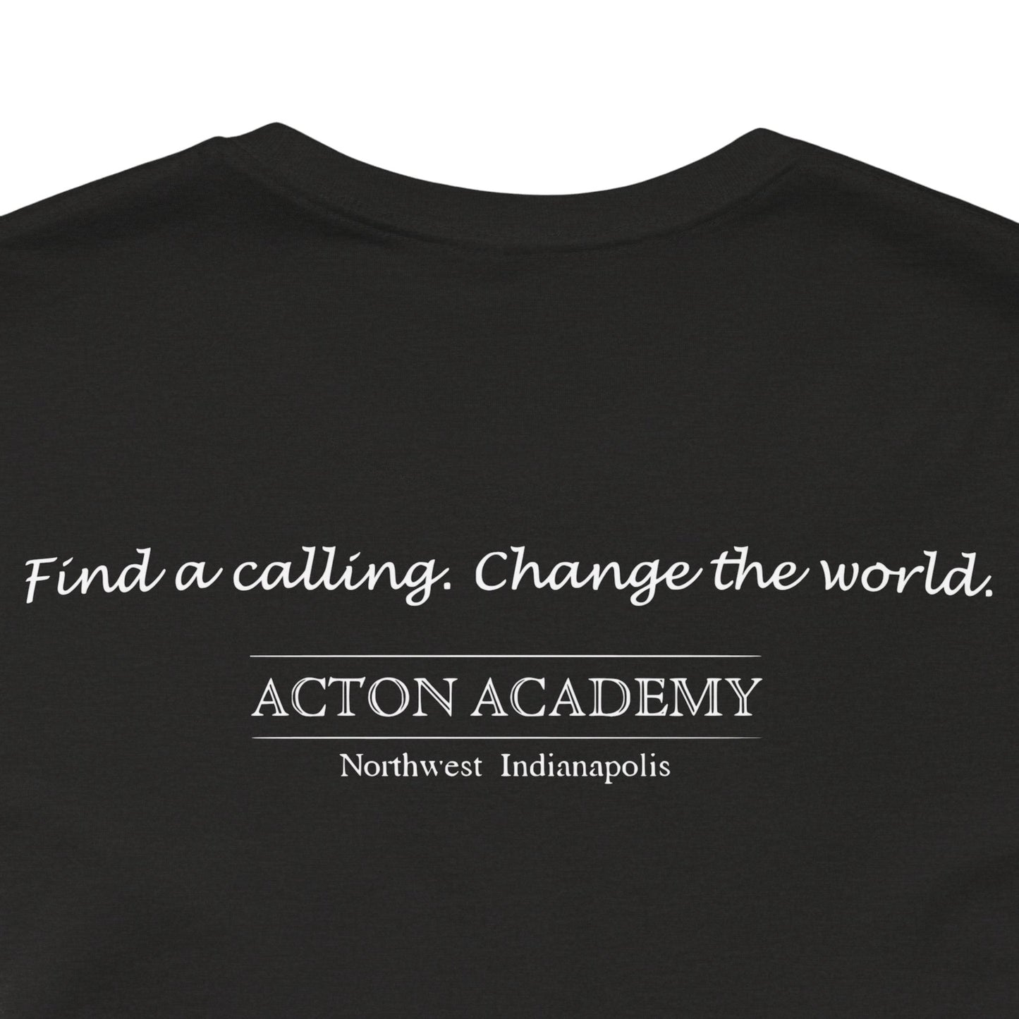 Acton Academy Blue Striped w/ NW Indy on back Unisex Jersey Short Sleeve T-shirt