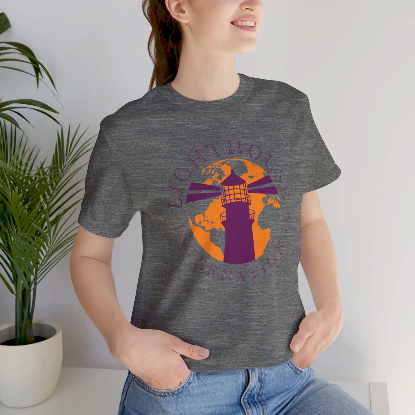 Lighthouse International w/o Acton logo Unisex Jersey Short Sleeve Tee
