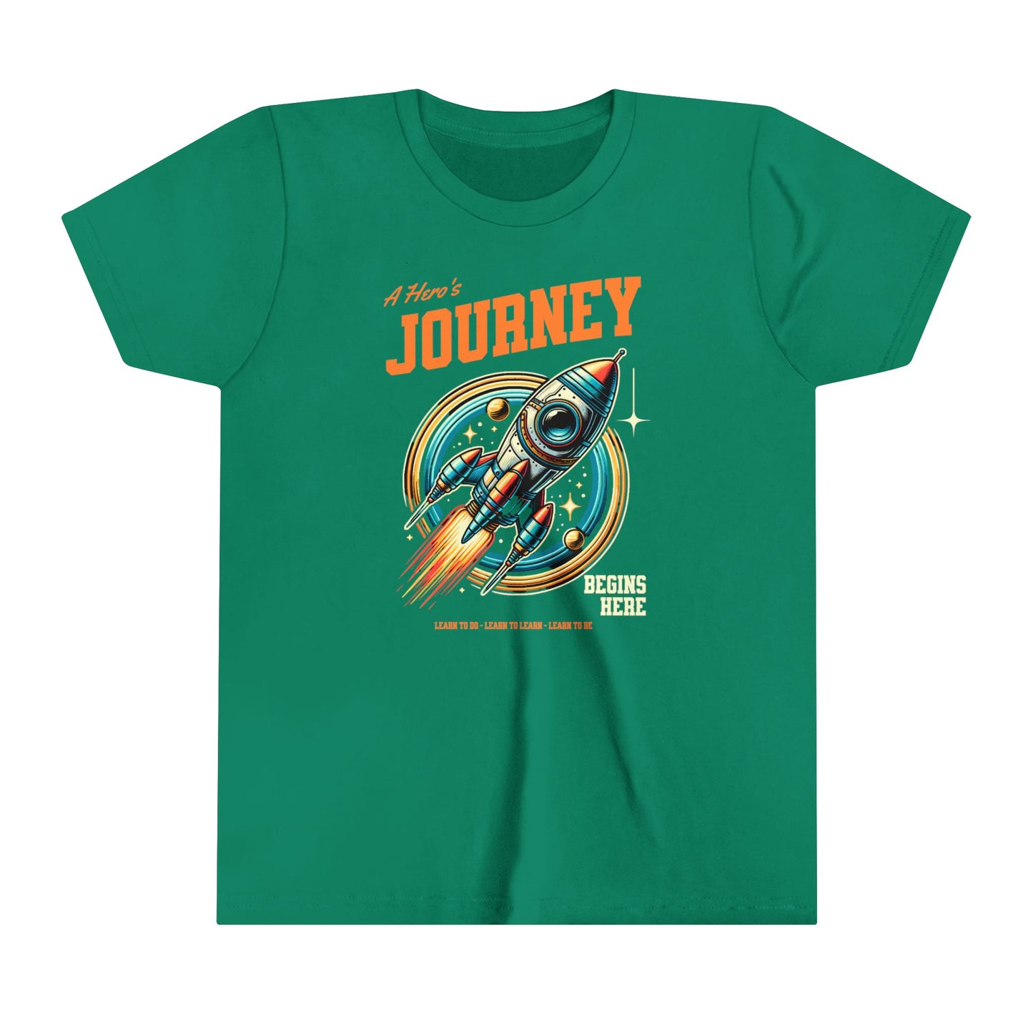 Hero's Journey Rocketship w/ Lighthouse International on back Youth Short Sleeve Tee