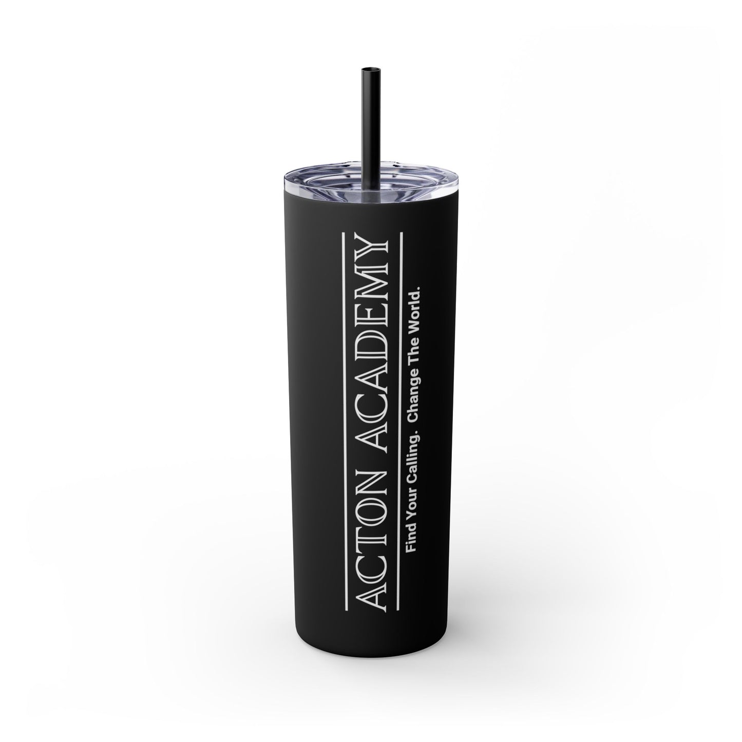 Acton Logo White Skinny Tumbler with Straw, 20oz