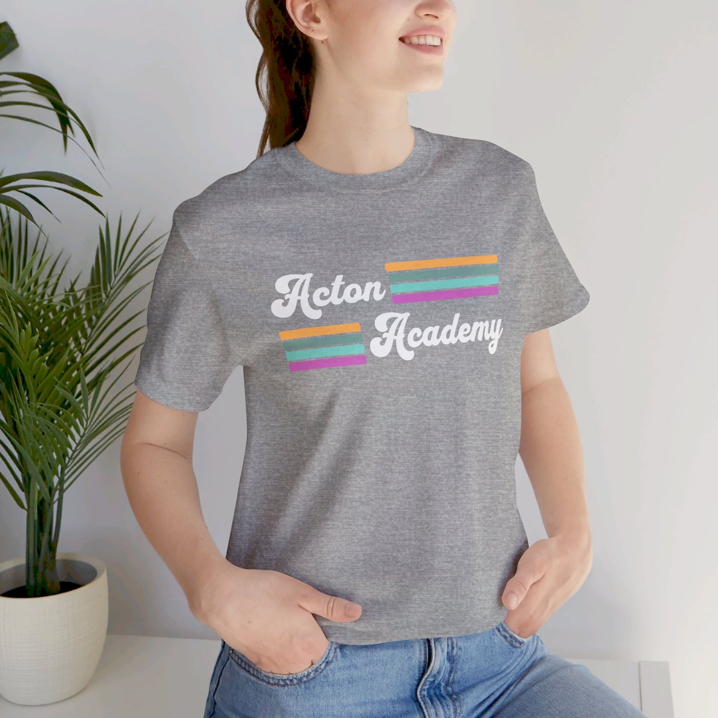 Acton Academy Purple Striped Unisex Jersey Short Sleeve Tee