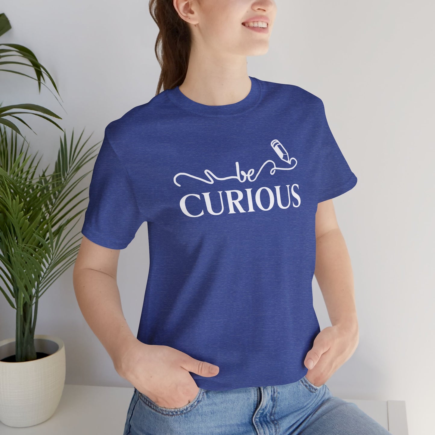 Be Curious with Big Sky on back Unisex Jersey Short Sleeve Tee