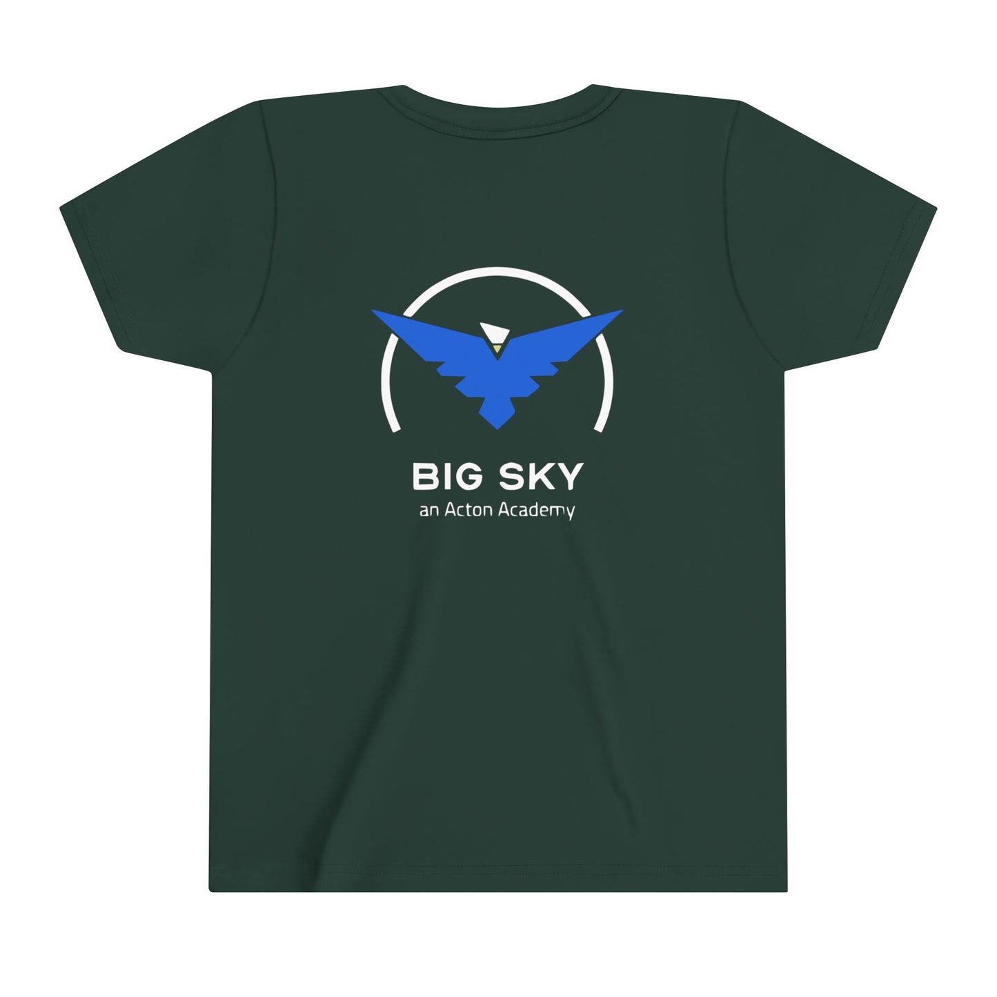 Be Curious with Big Sky on back Youth Short Sleeve Tee