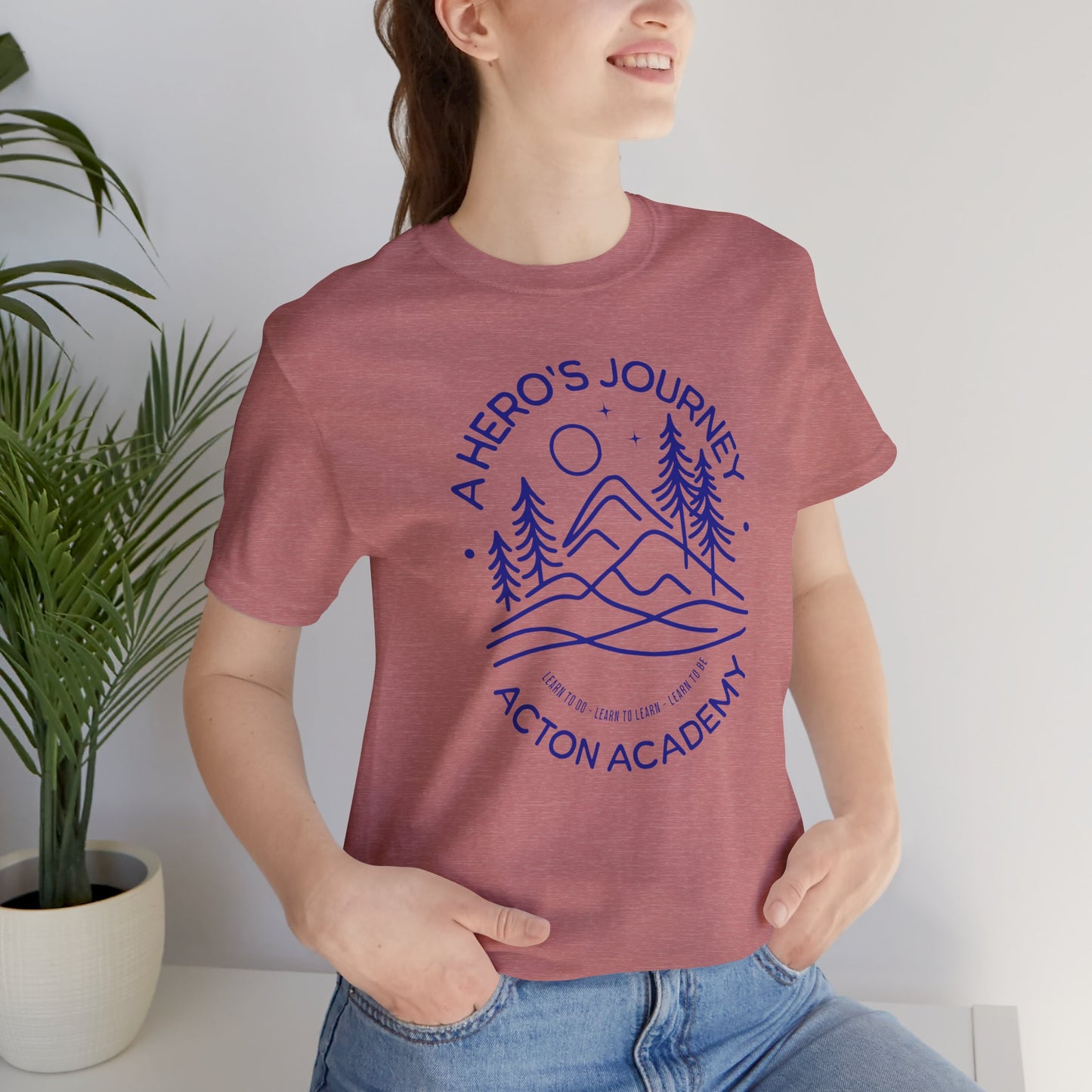 Hero's Journey Line Drawing with Acton CyFair Unisex Jersey Short Sleeve Tee