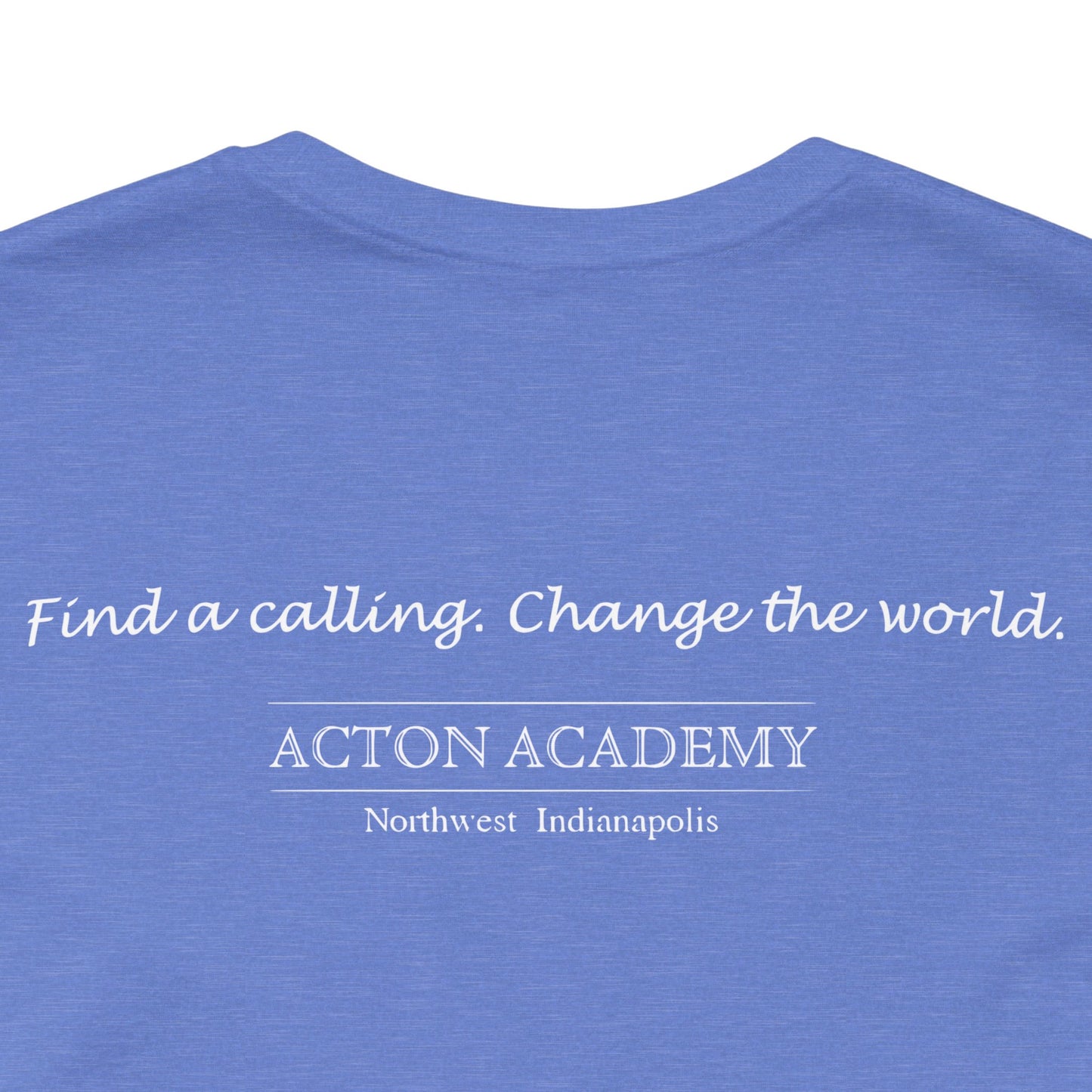 Acton Academy Blue Striped w/ NW Indy on back Unisex Jersey Short Sleeve T-shirt