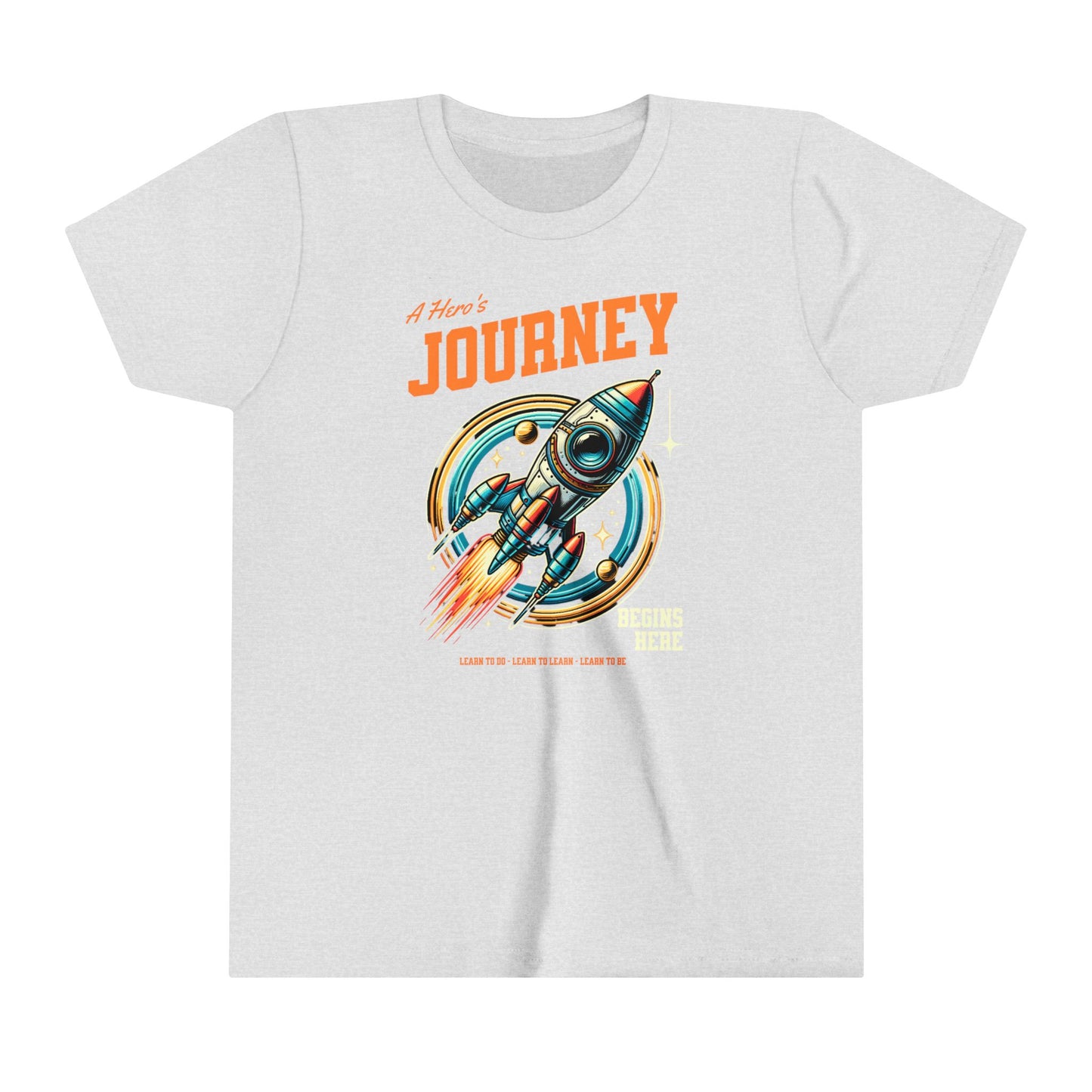 Hero's Journey Rocketship w/ Lighthouse International on back Youth Short Sleeve Tee