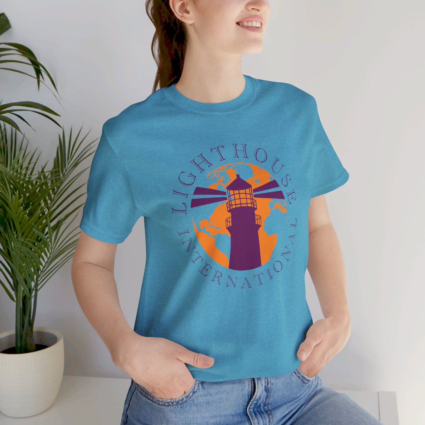 Lighthouse International w/o Acton logo Unisex Jersey Short Sleeve Tee