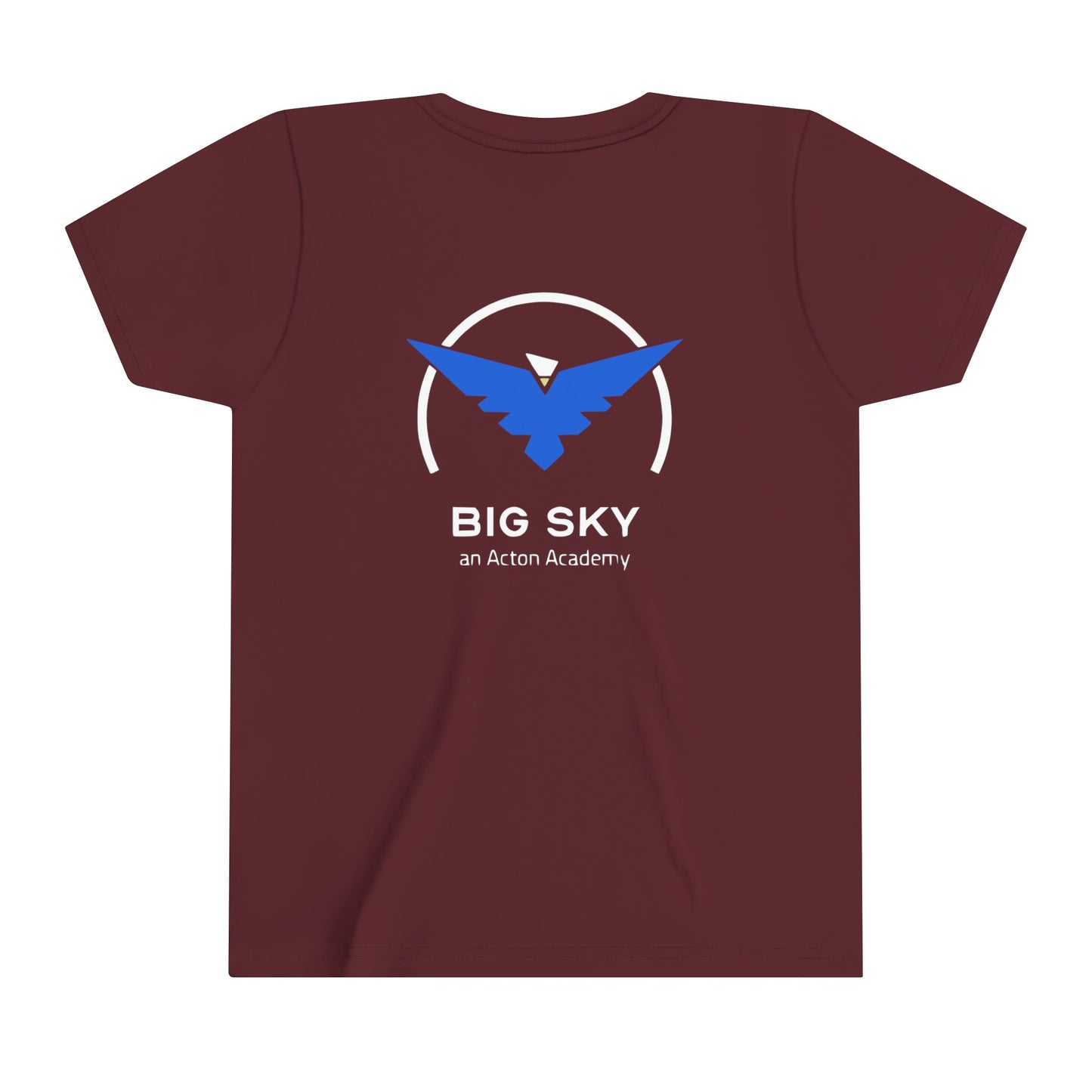 Be Curious with Big Sky on back Youth Short Sleeve Tee