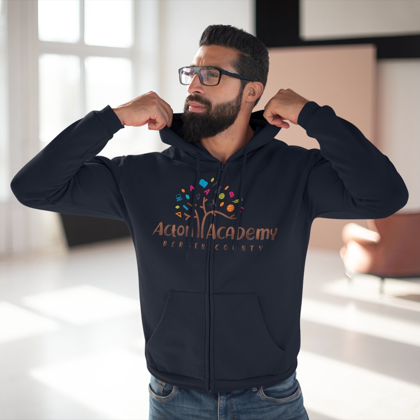 Acton Bergen County Unisex Hooded Zip Sweatshirt