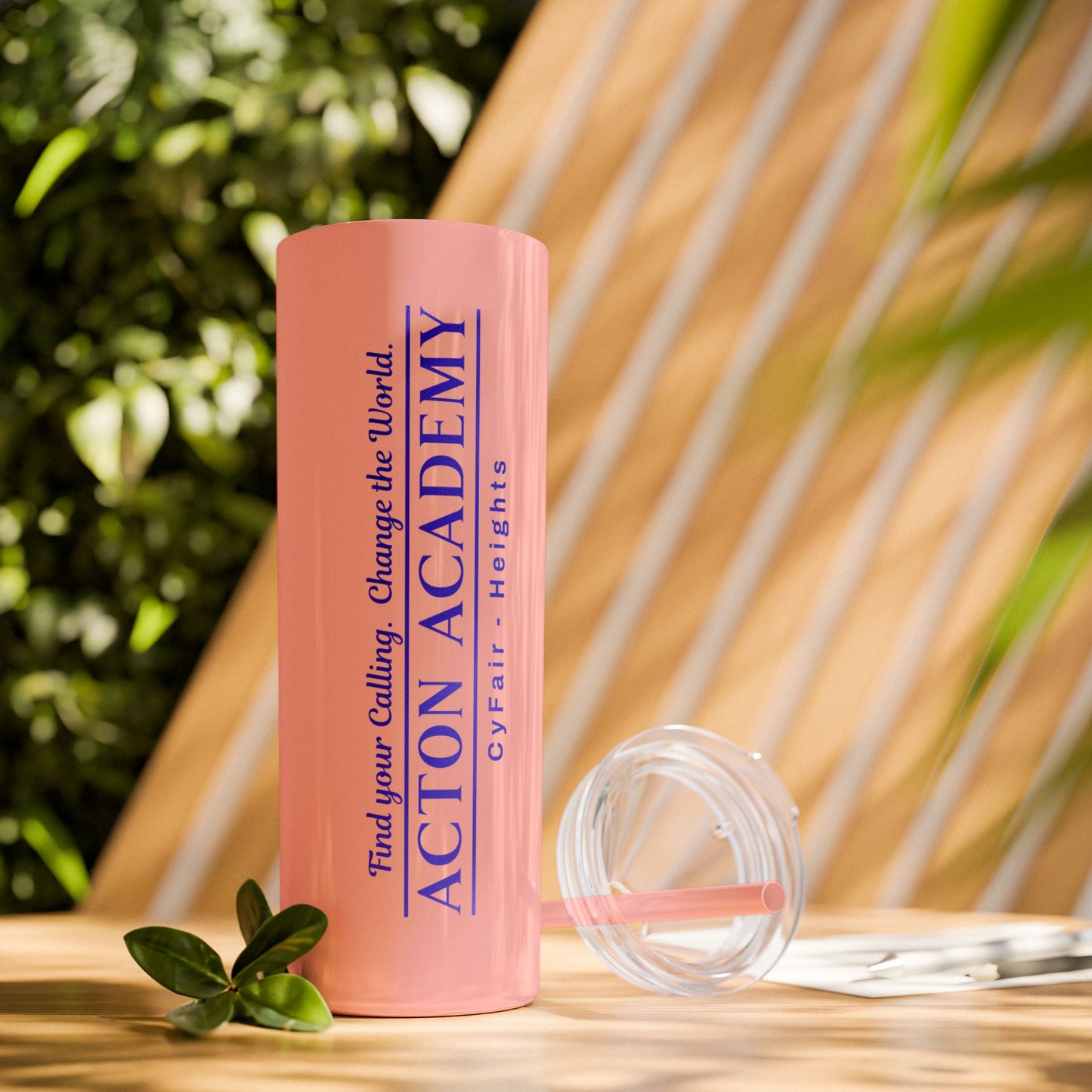 Acton CyFair-Heights Logo Skinny Tumbler with Straw, 20oz