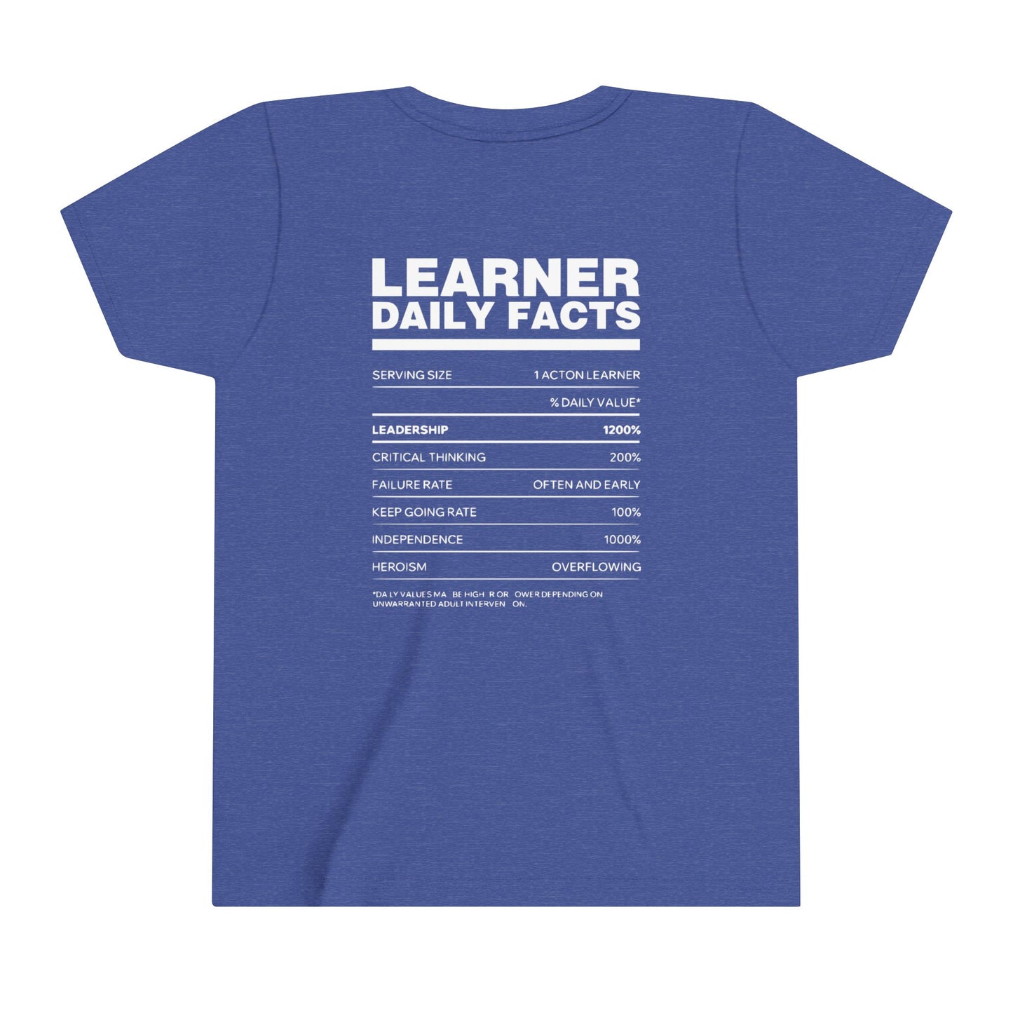 Acton NW Indy Learner Daily Facts Youth Short Sleeve Tee