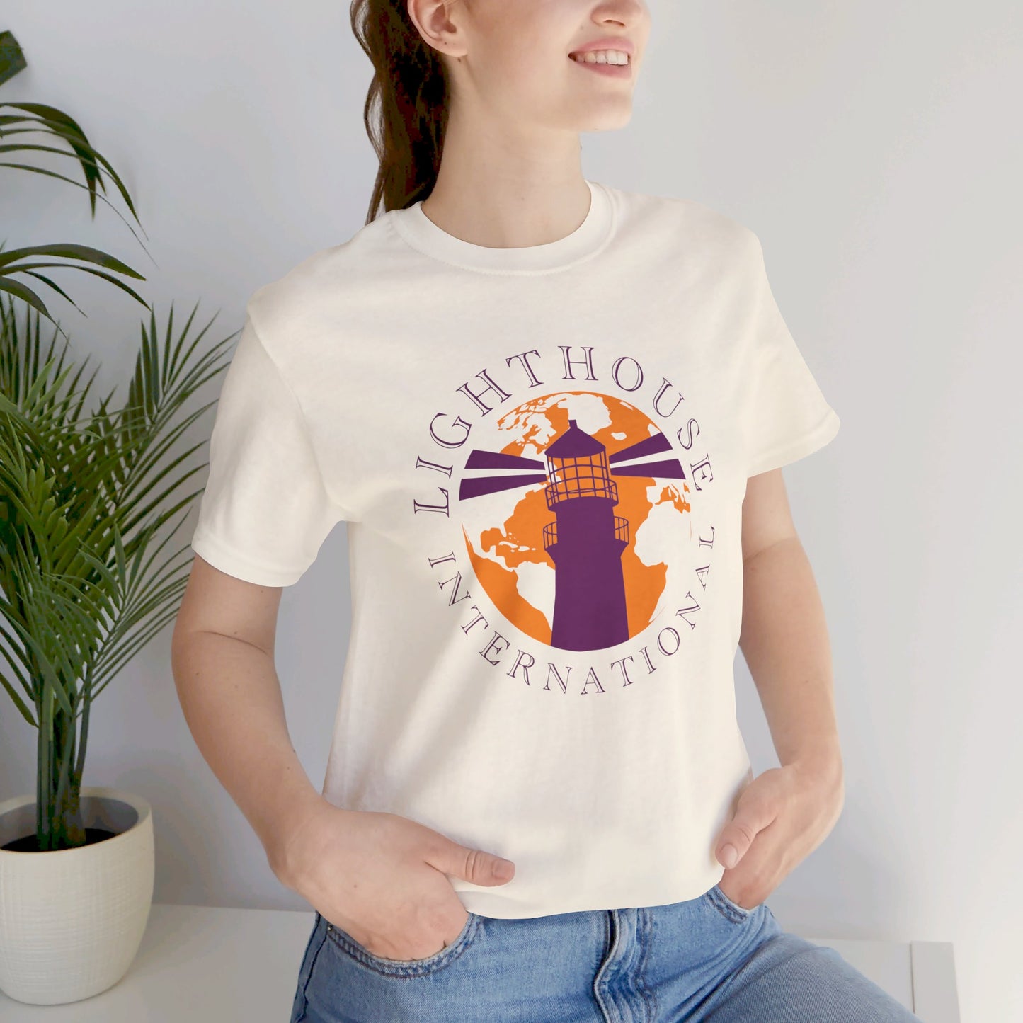 Lighthouse International w/o Acton logo Unisex Jersey Short Sleeve Tee