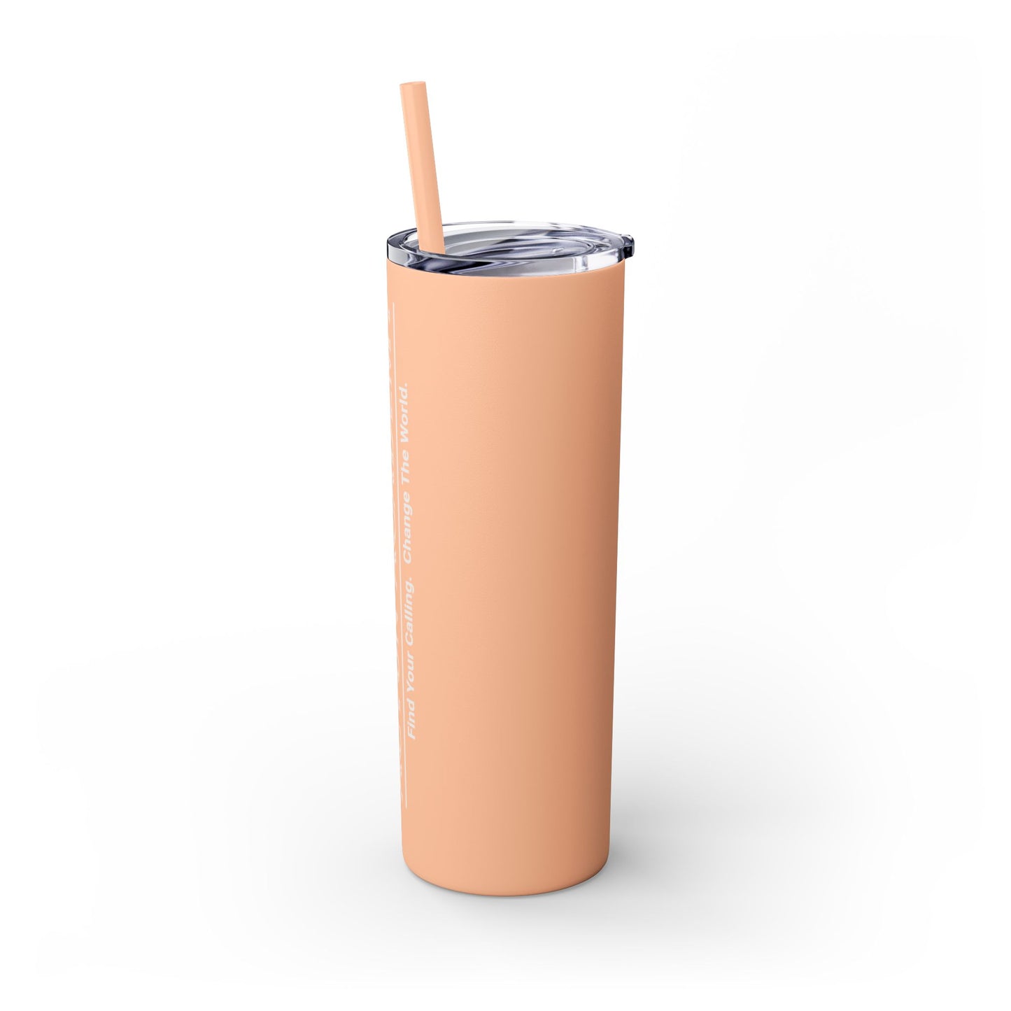 Acton Logo White Skinny Tumbler with Straw, 20oz