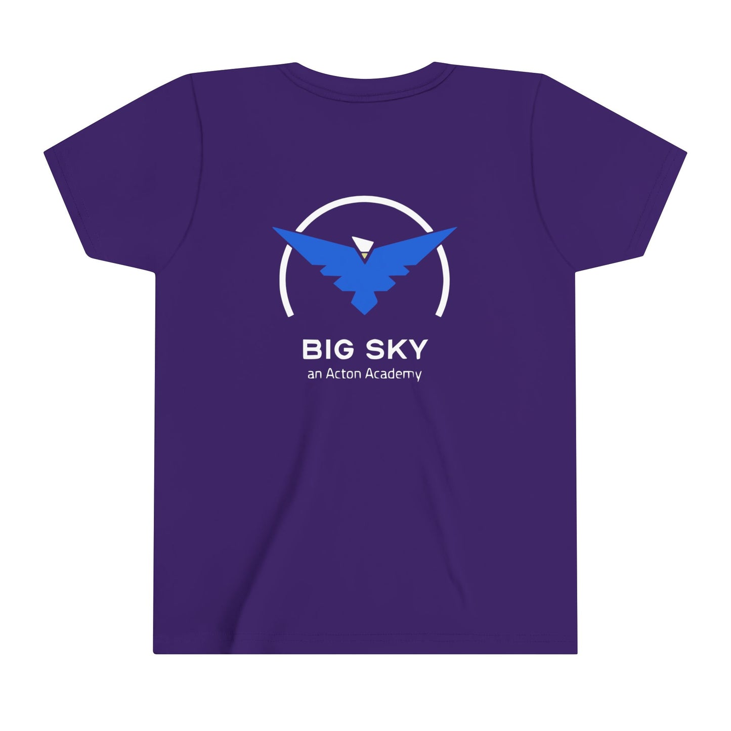 Be Curious with Big Sky on back Youth Short Sleeve Tee