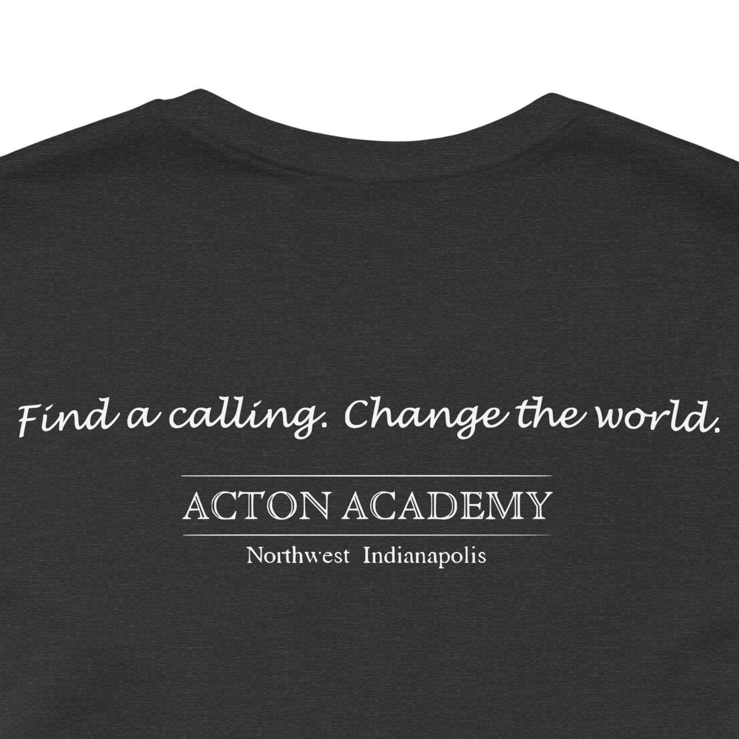 Acton Academy Blue Striped w/ NW Indy on back Unisex Jersey Short Sleeve T-shirt