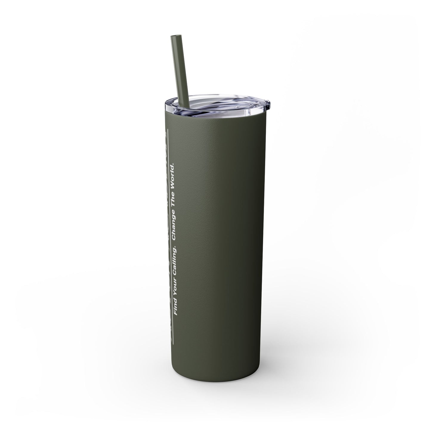 Acton Logo White Skinny Tumbler with Straw, 20oz
