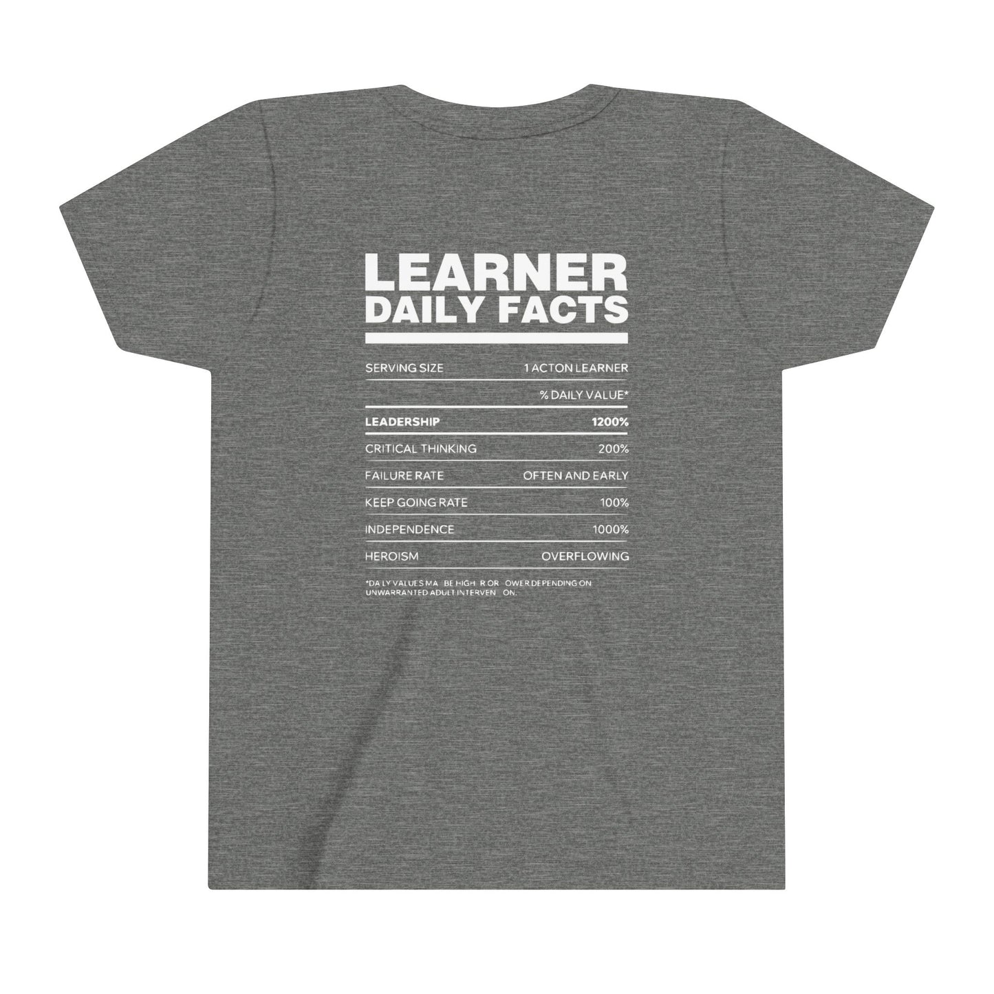 Acton NW Indy Learner Daily Facts Youth Short Sleeve Tee