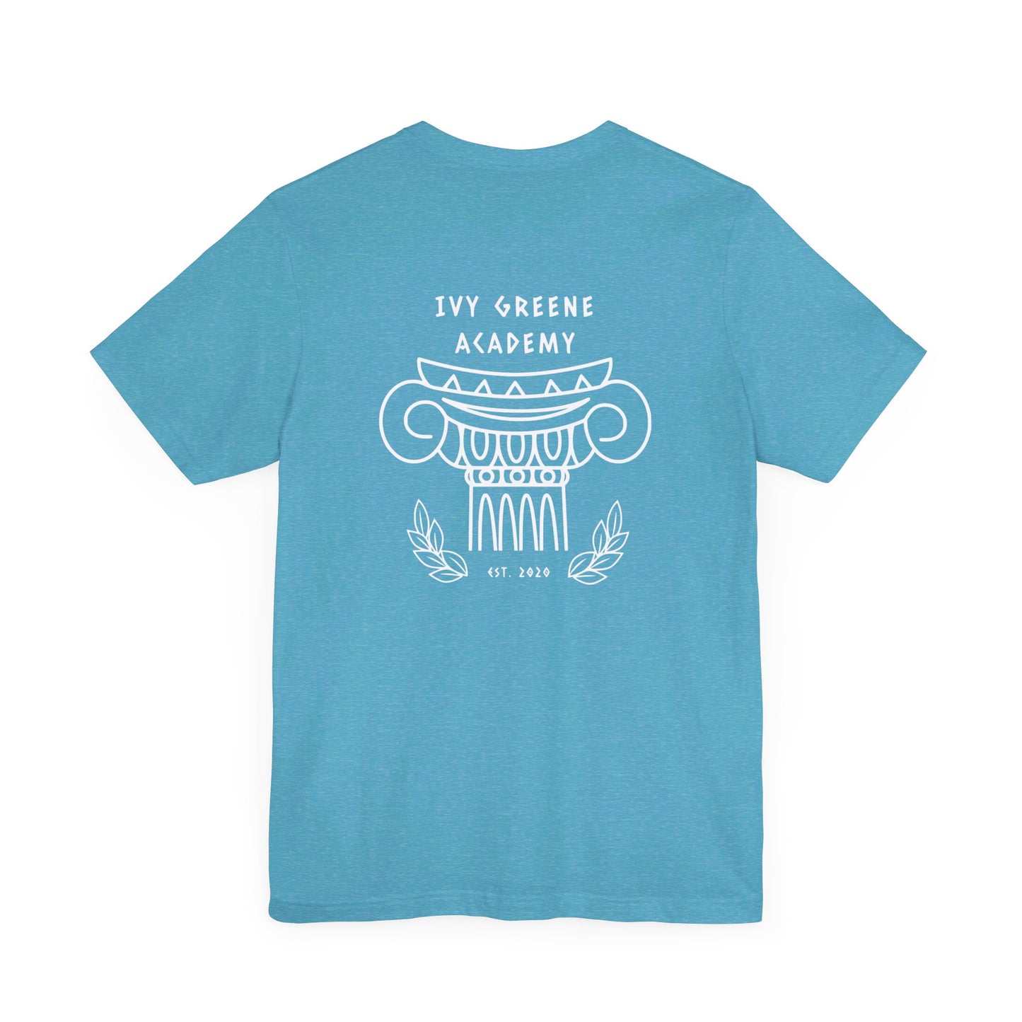 Acton Academy Aqua Striped with Ivy Greene on back Unisex Jersey Short Sleeve Tee