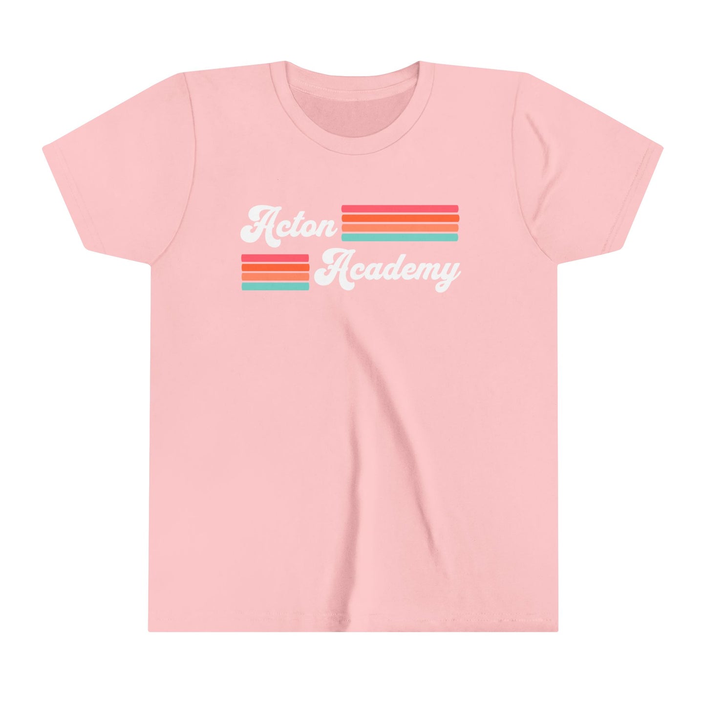 Acton Academy Pink Striped Youth Short Sleeve Tee
