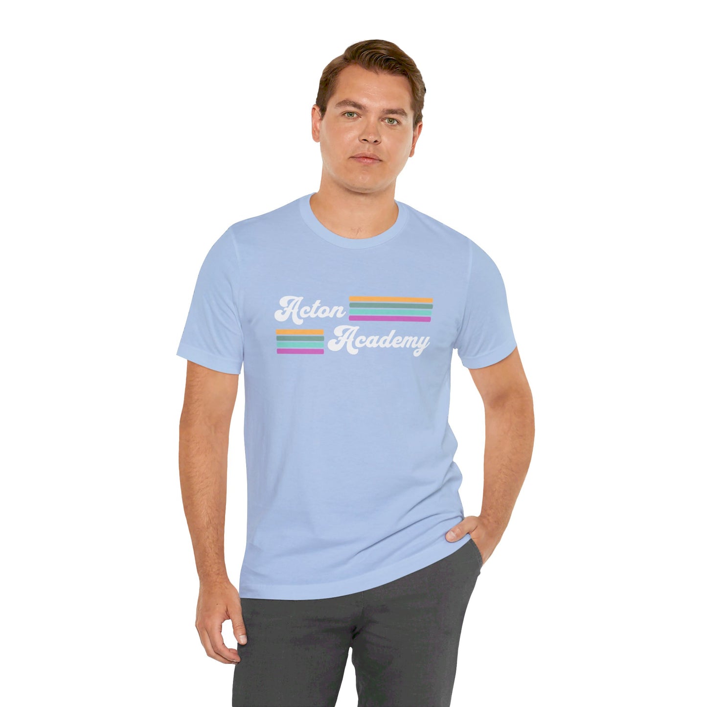 Acton Academy Purple Striped Unisex Jersey Short Sleeve Tee