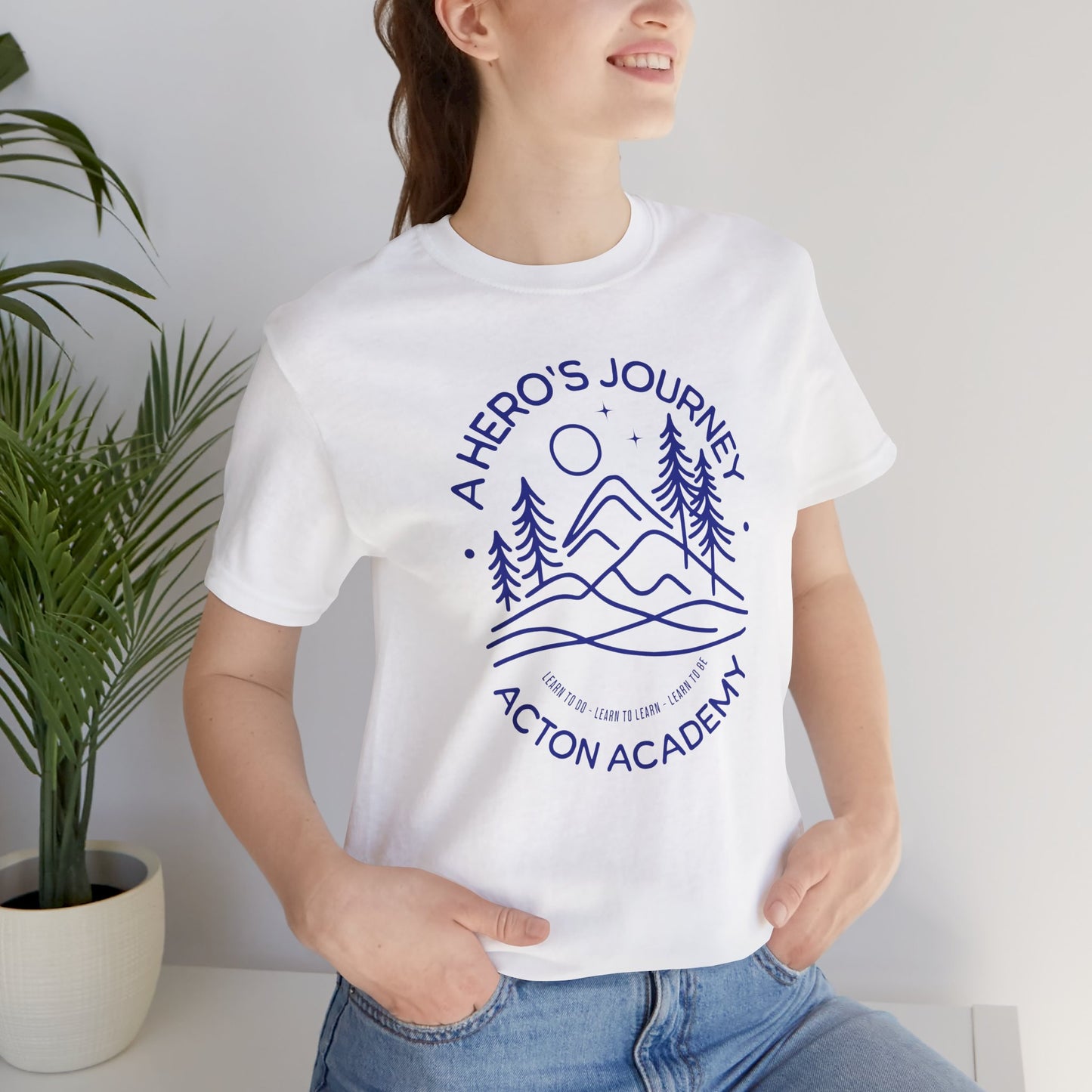 Hero's Journey Line Drawing with Acton CyFair Unisex Jersey Short Sleeve Tee