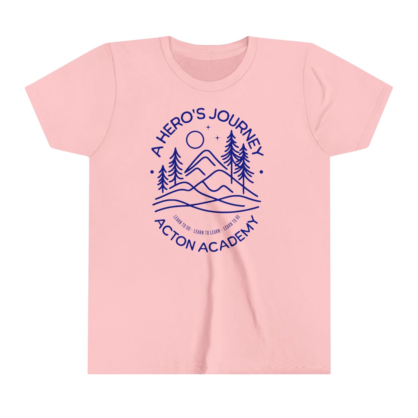 Hero's Journey Line Drawing with Big Sky on back Youth Short Sleeve Tee