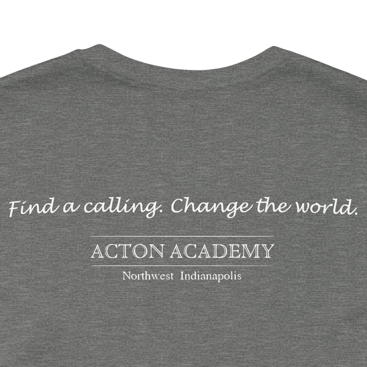 Acton Academy Blue Striped w/ NW Indy on back Unisex Jersey Short Sleeve T-shirt