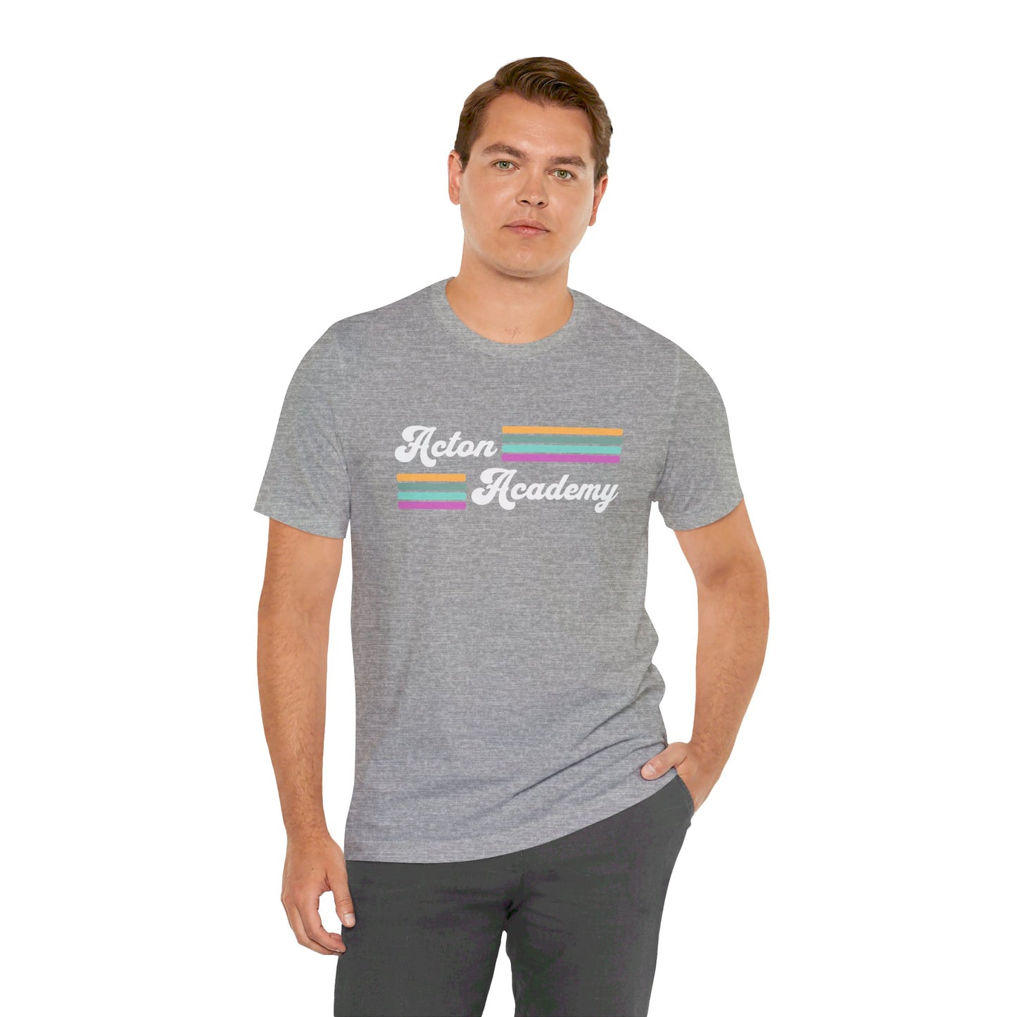 Acton Academy Purple Striped Unisex Jersey Short Sleeve Tee