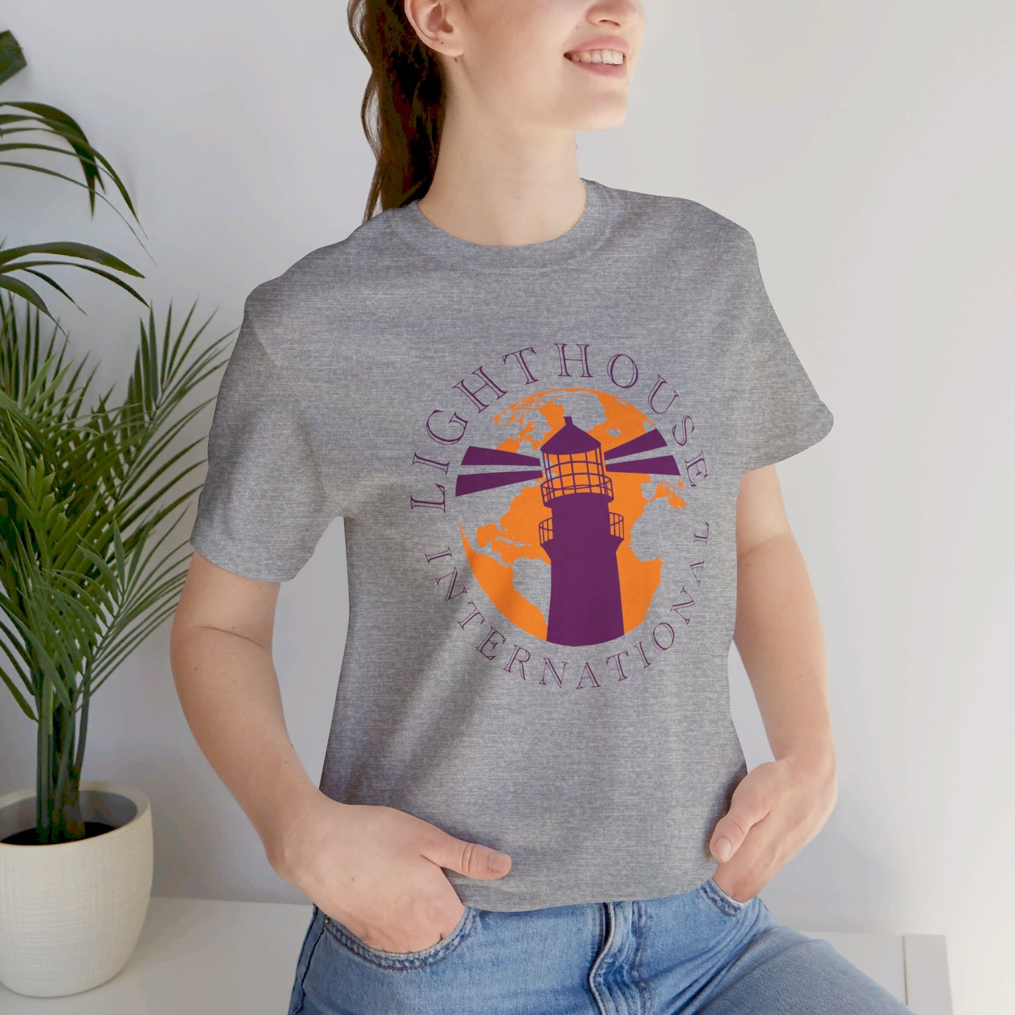 Lighthouse International w/o Acton logo Unisex Jersey Short Sleeve Tee