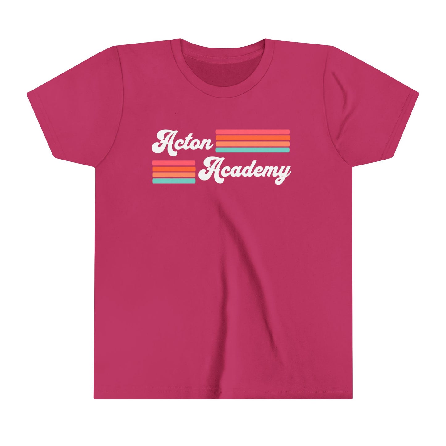 Acton Academy Pink Striped Youth Short Sleeve Tee