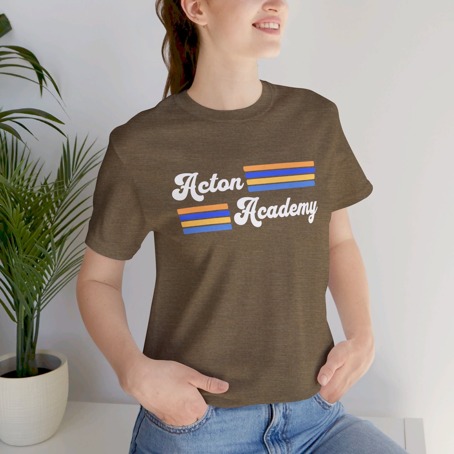 Acton Academy Blue Striped Unisex Jersey Short Sleeve T-shirt